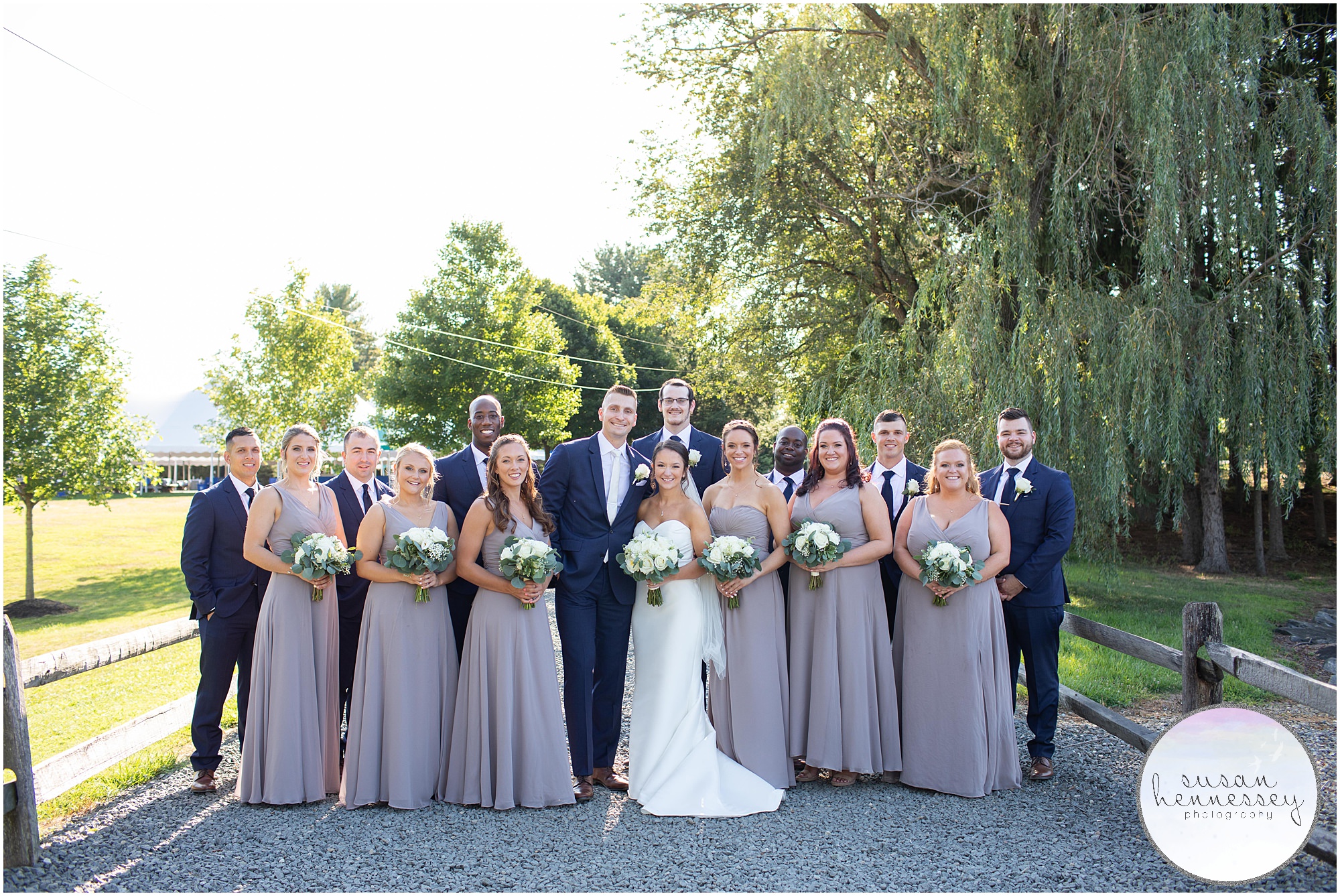 Bridal party on the grounds of wedding venue in New Jersey