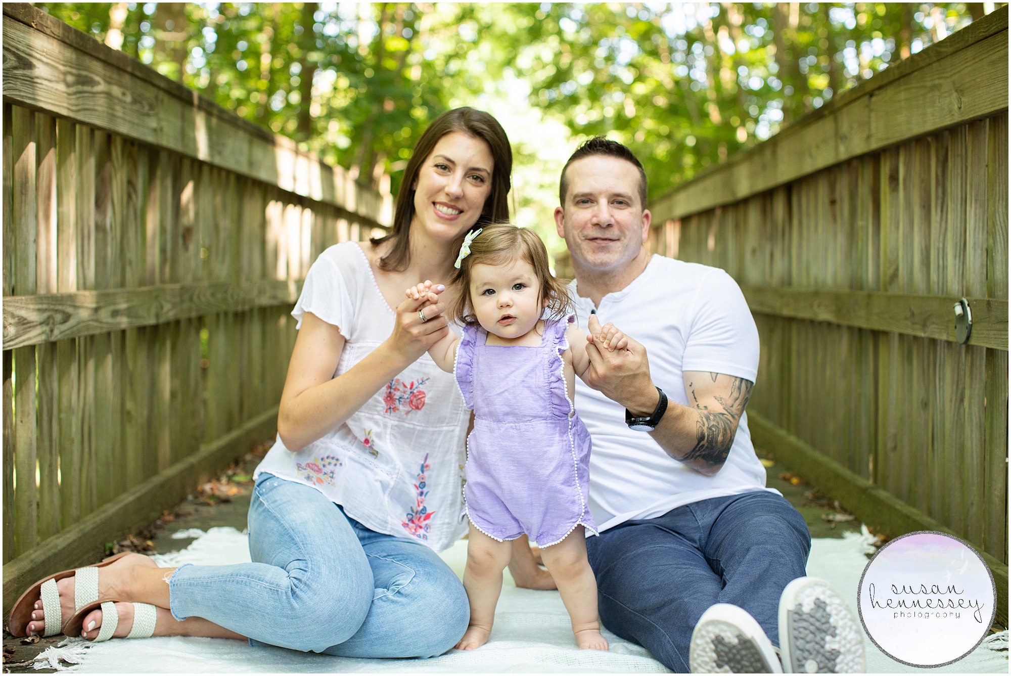 Family photos for baby girl's first birthday