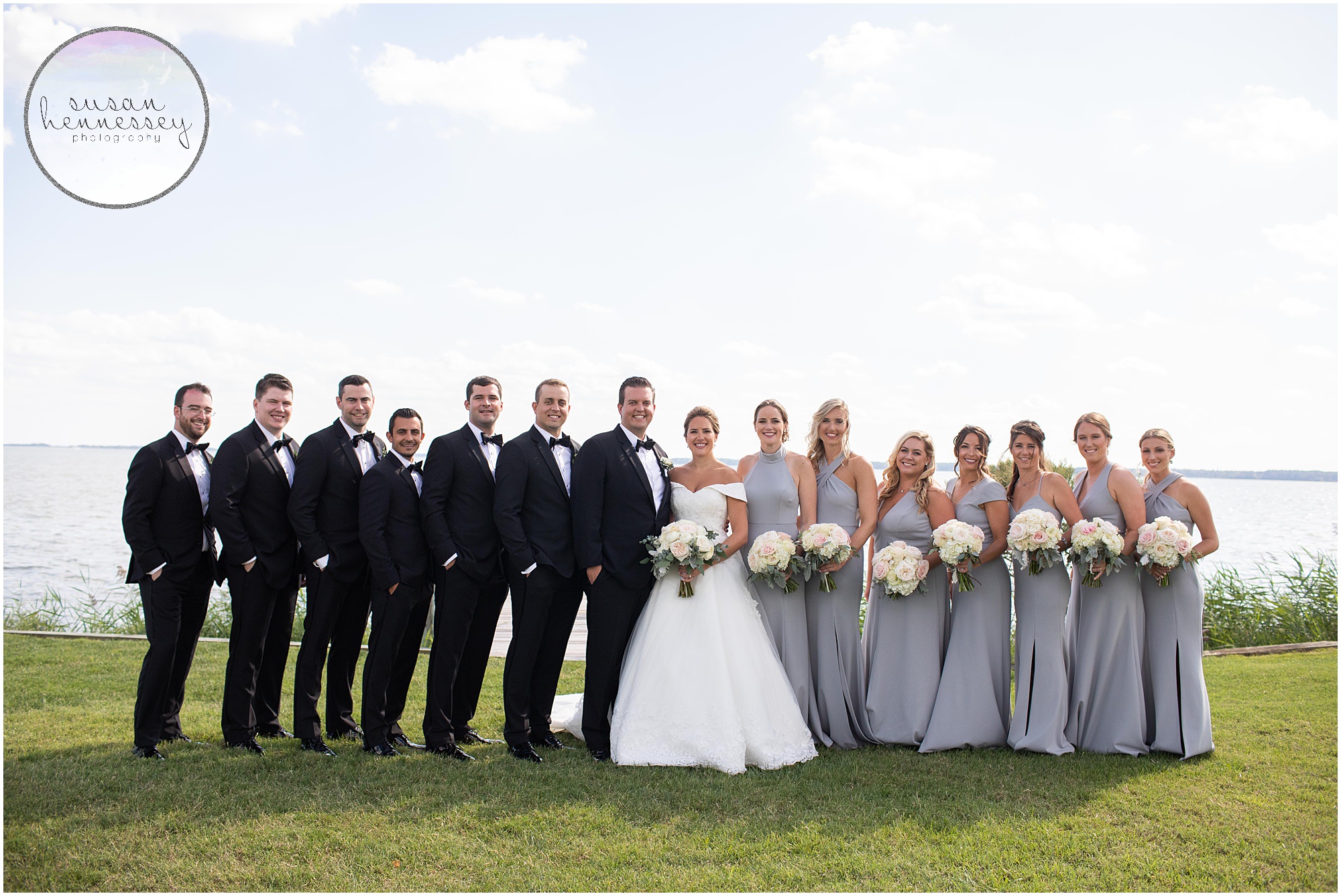 Bridal party on the waterfront at Rehoboth Beach Country Club wedding