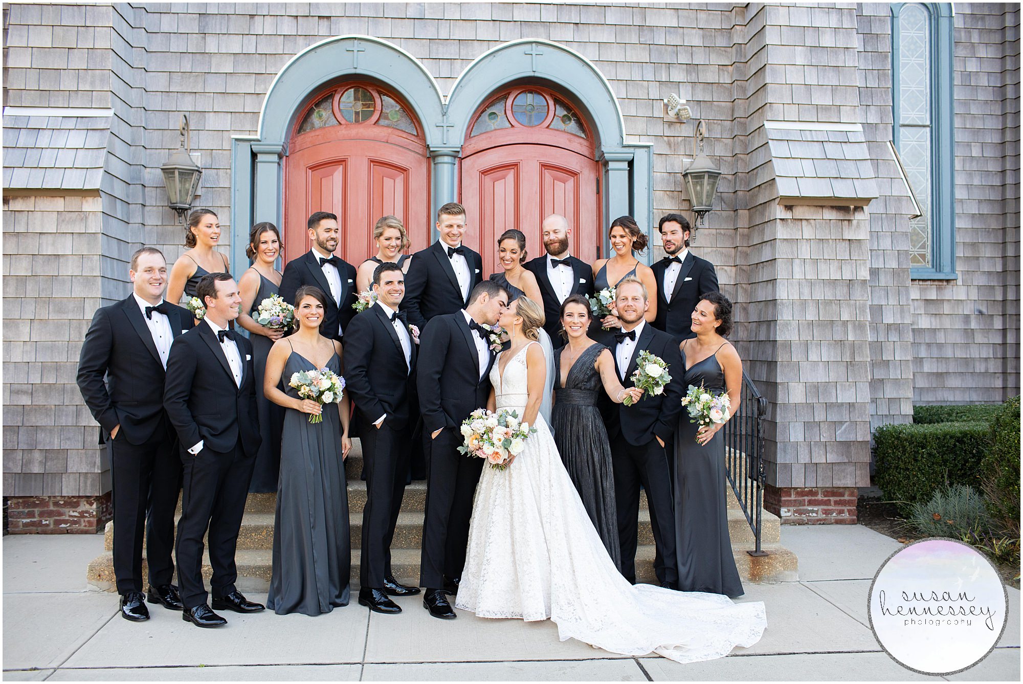 Bridal party at church in Rumson, NJ