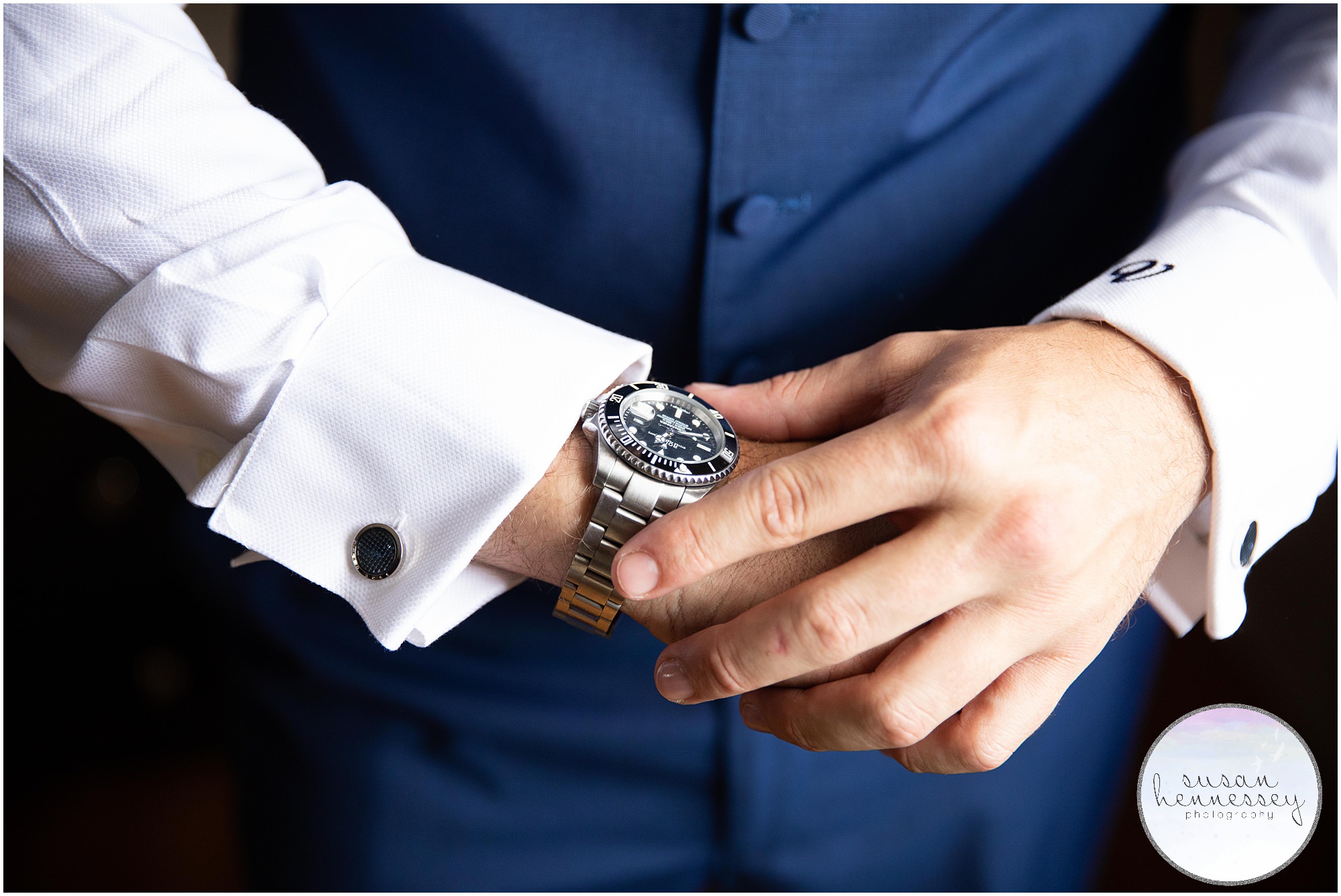 Detail of groom's Rolex watch