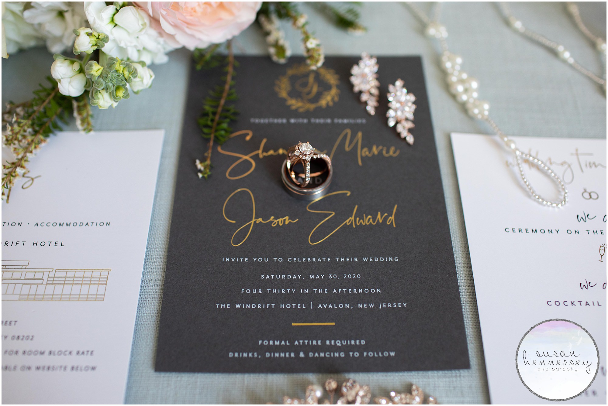 Invitation suite for a May 30th wedding that was postponed due to COVID-19