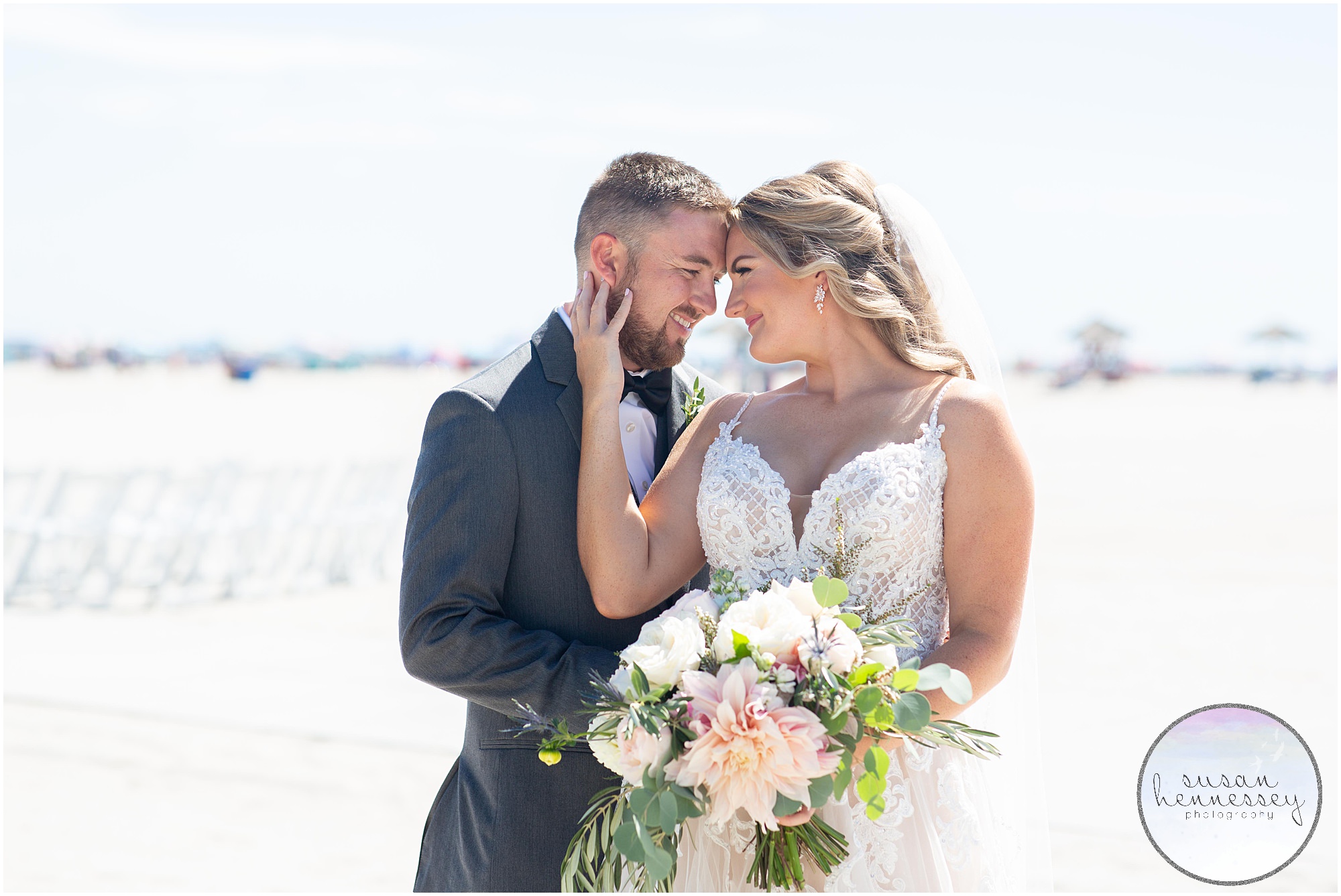 A couple at their ICONA Diamond Beach wedding in wildwood crest, NJ