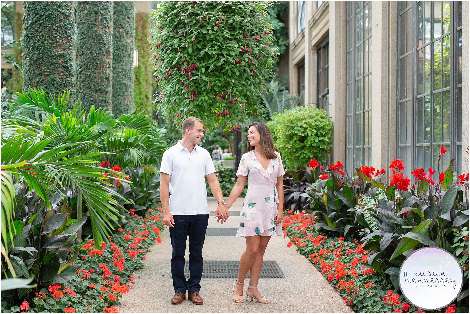 An engaged couple at Longwood Gardens