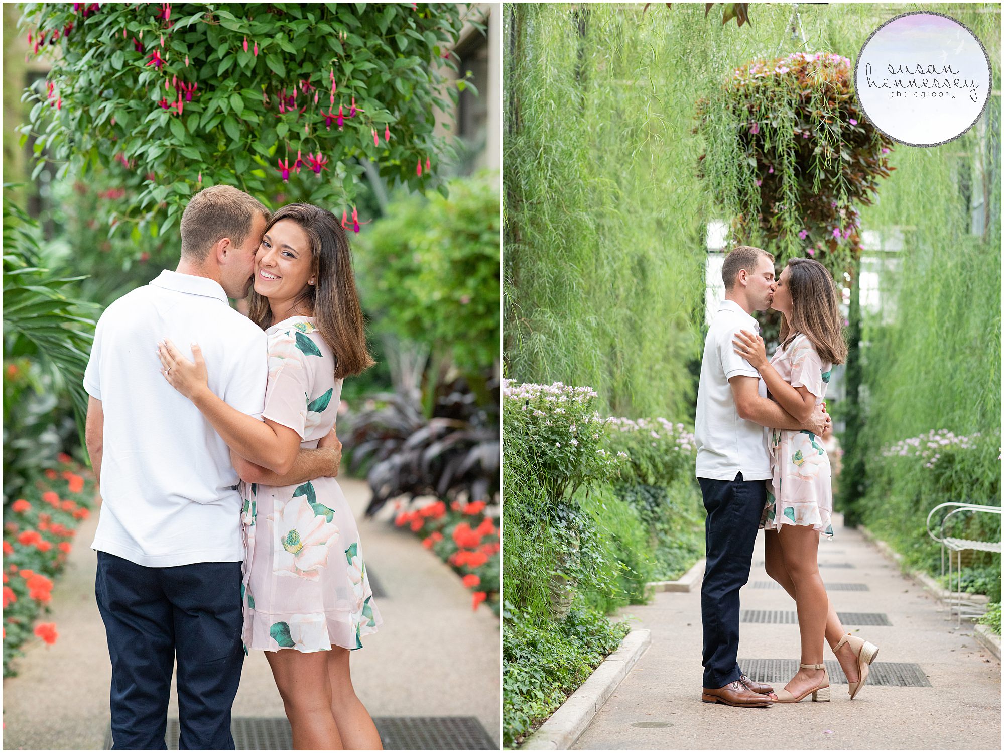An engagement session with a green color palette