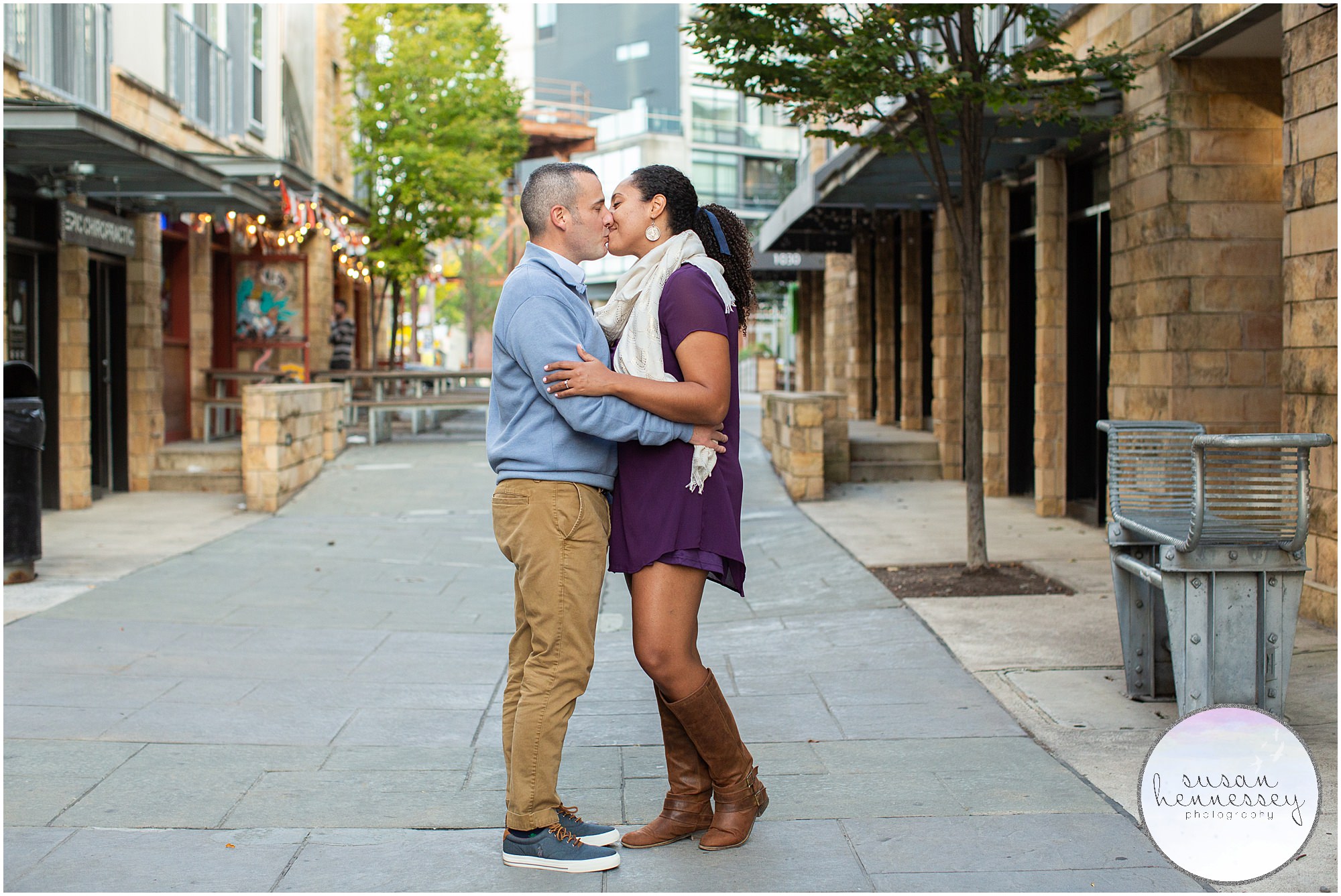 A couple pose in Northern Liberties at their Philadelphia engagement session