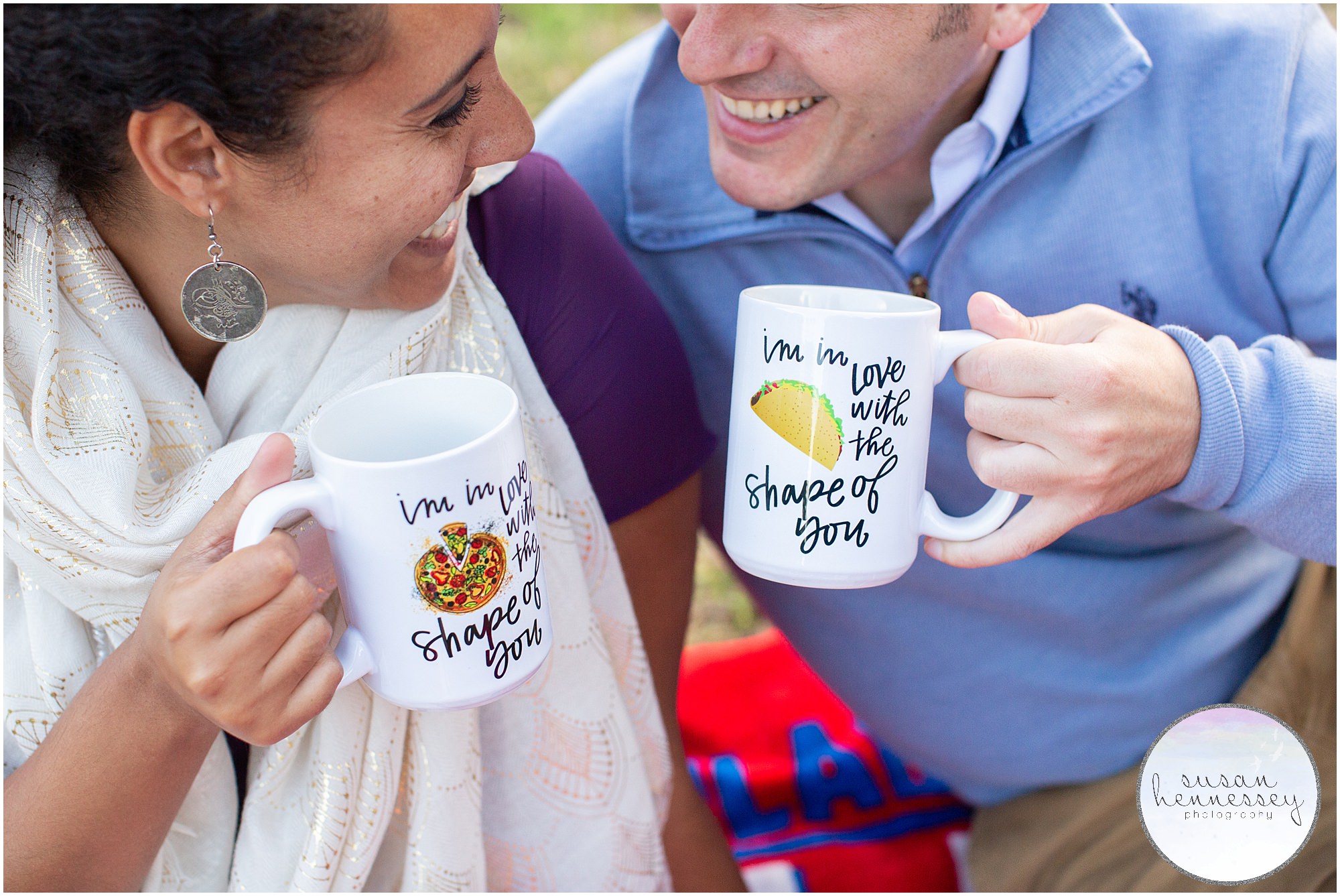 Pizza and Taco mugs for engaged couple