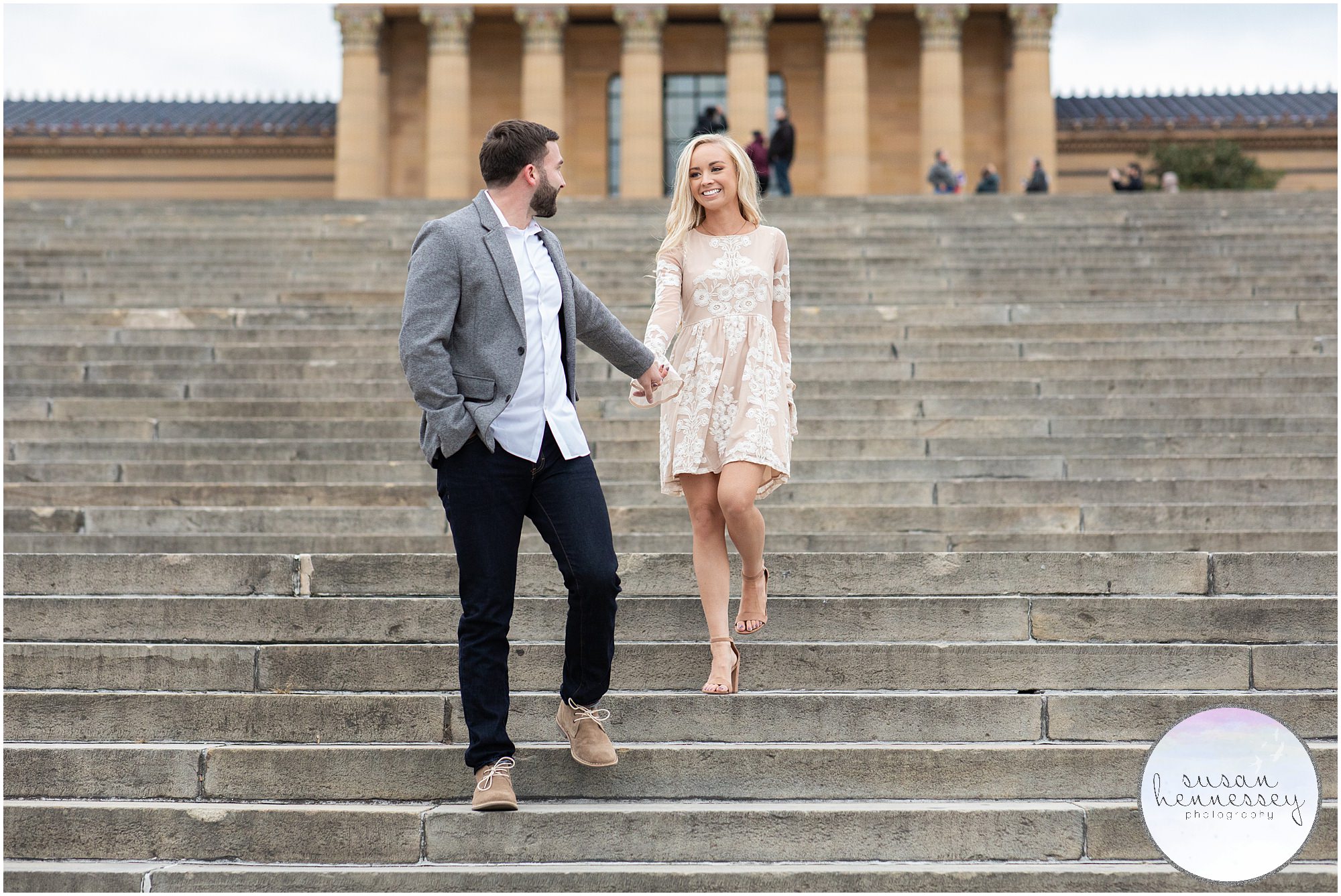 An art museum engagement session in Philly