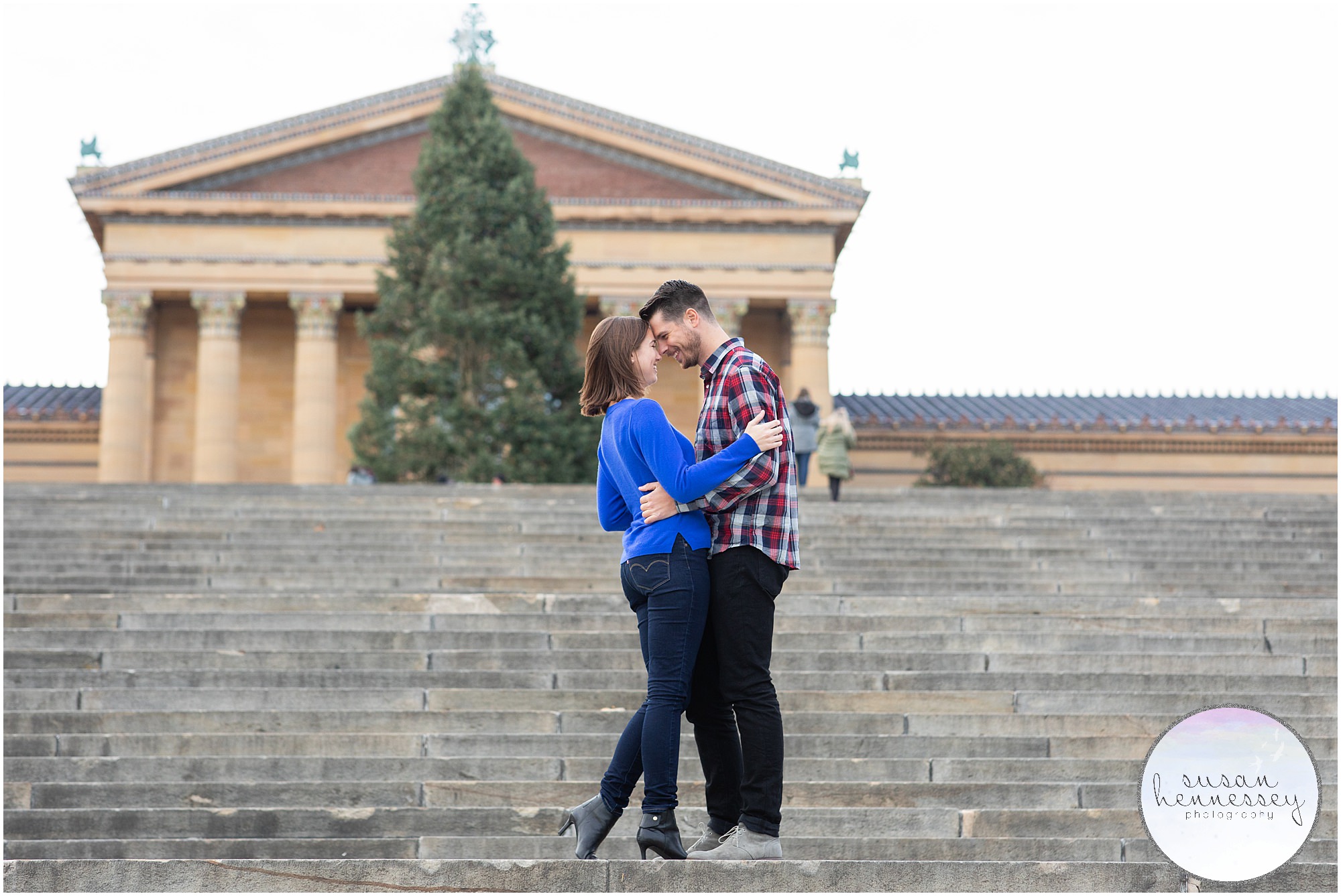 A winter engagement session at the Art Museum in Philadelphia