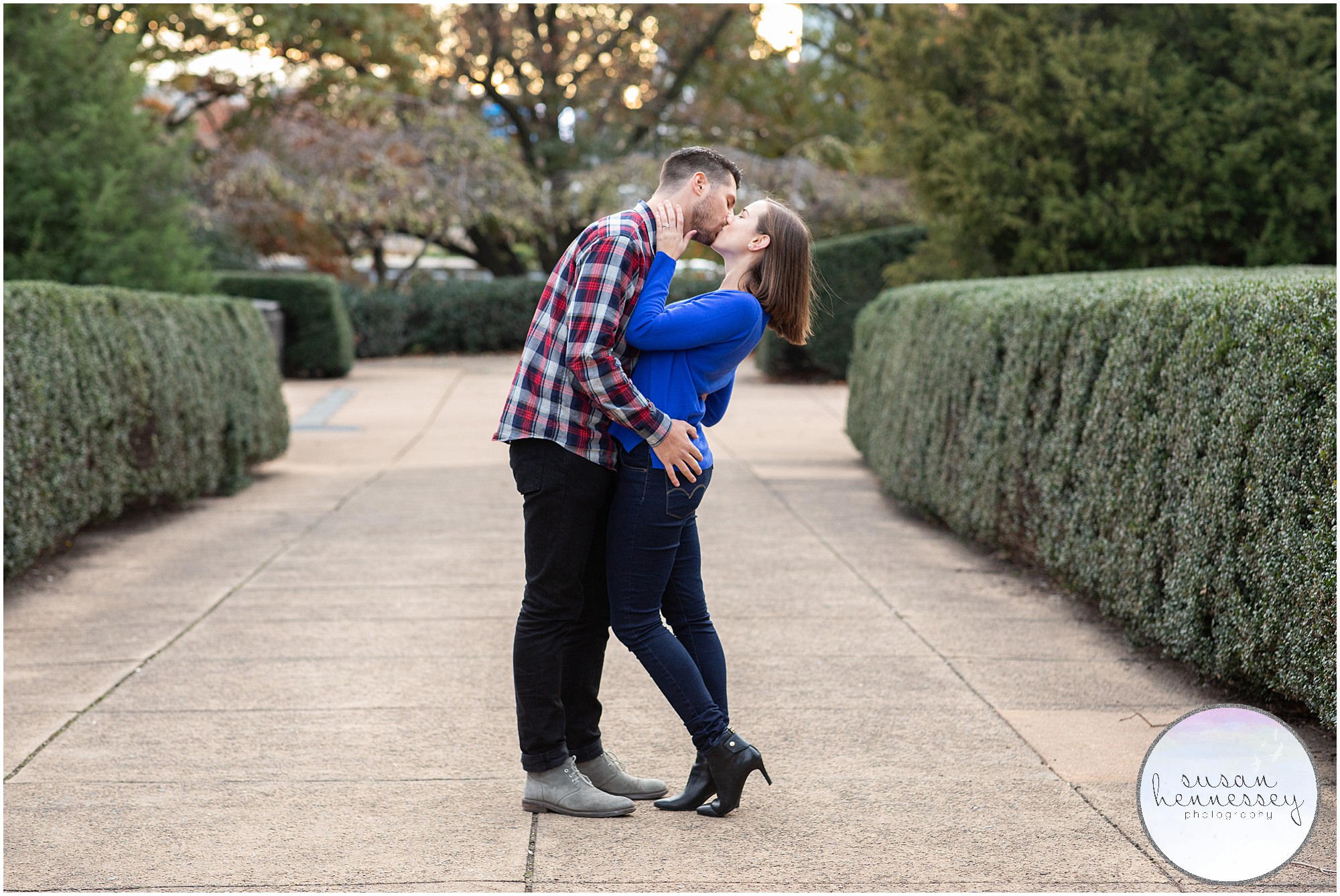 Art Museum engagement session in the winter