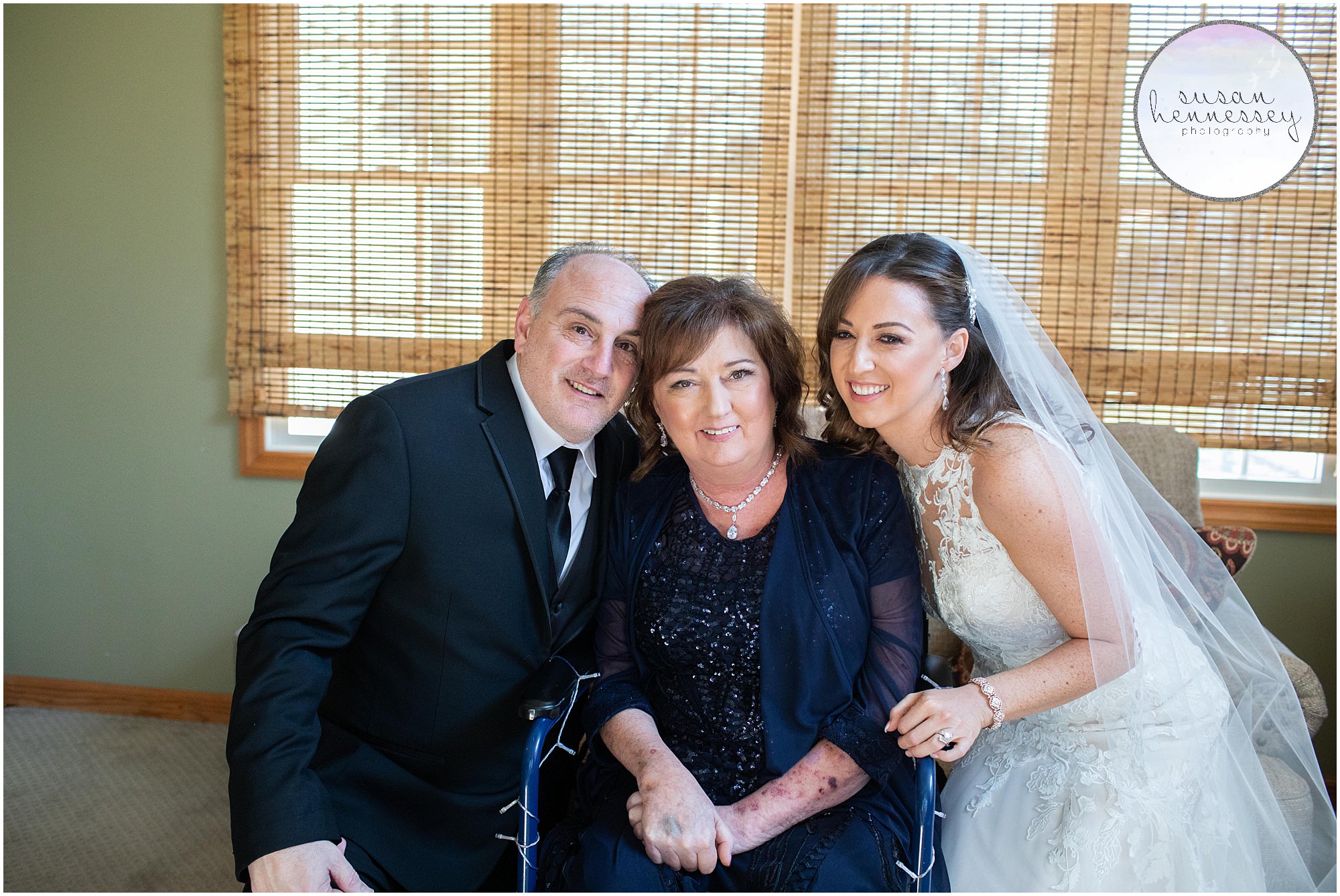 A bride and her mother and father at The Merion wedding