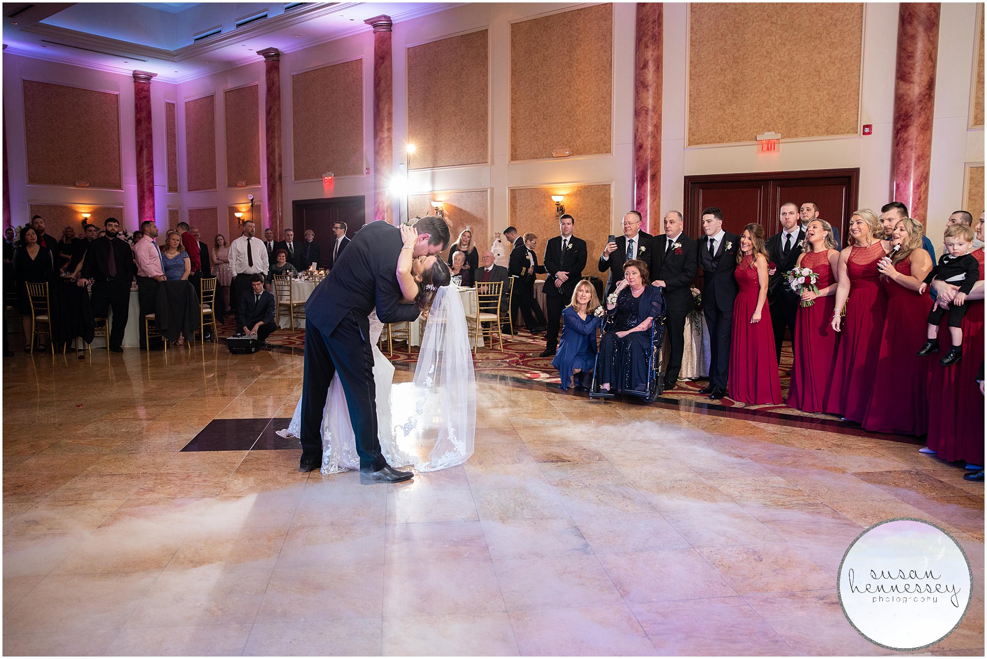 First dance for bride and groom at the Merion wedding reception