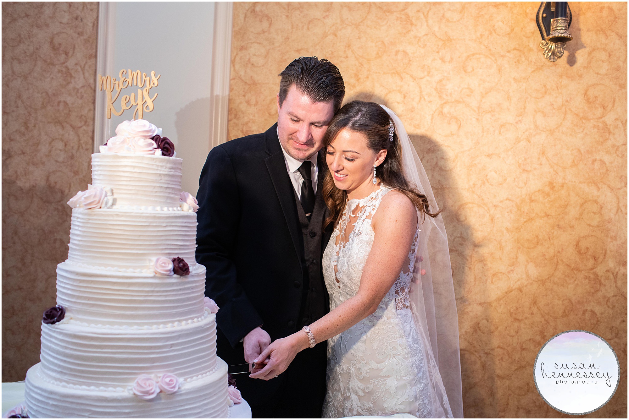 Cake cutting ceremony at the Merion wedding reception