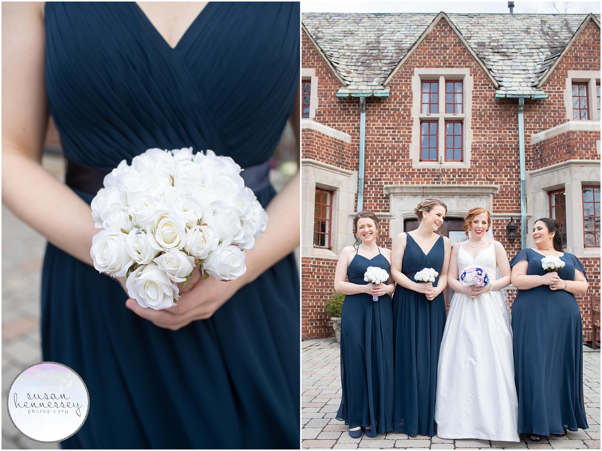 Bride and bridesmaids at Moorestown Community House wedding