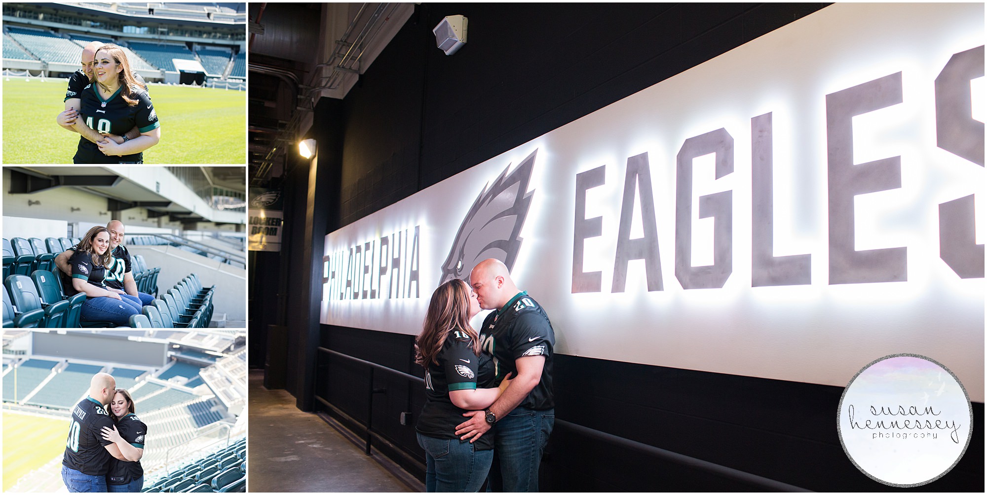 Lincoln Financial Field is a unique location for a Philadelphia engagement session, perfect for the couple who loves the Eagles!