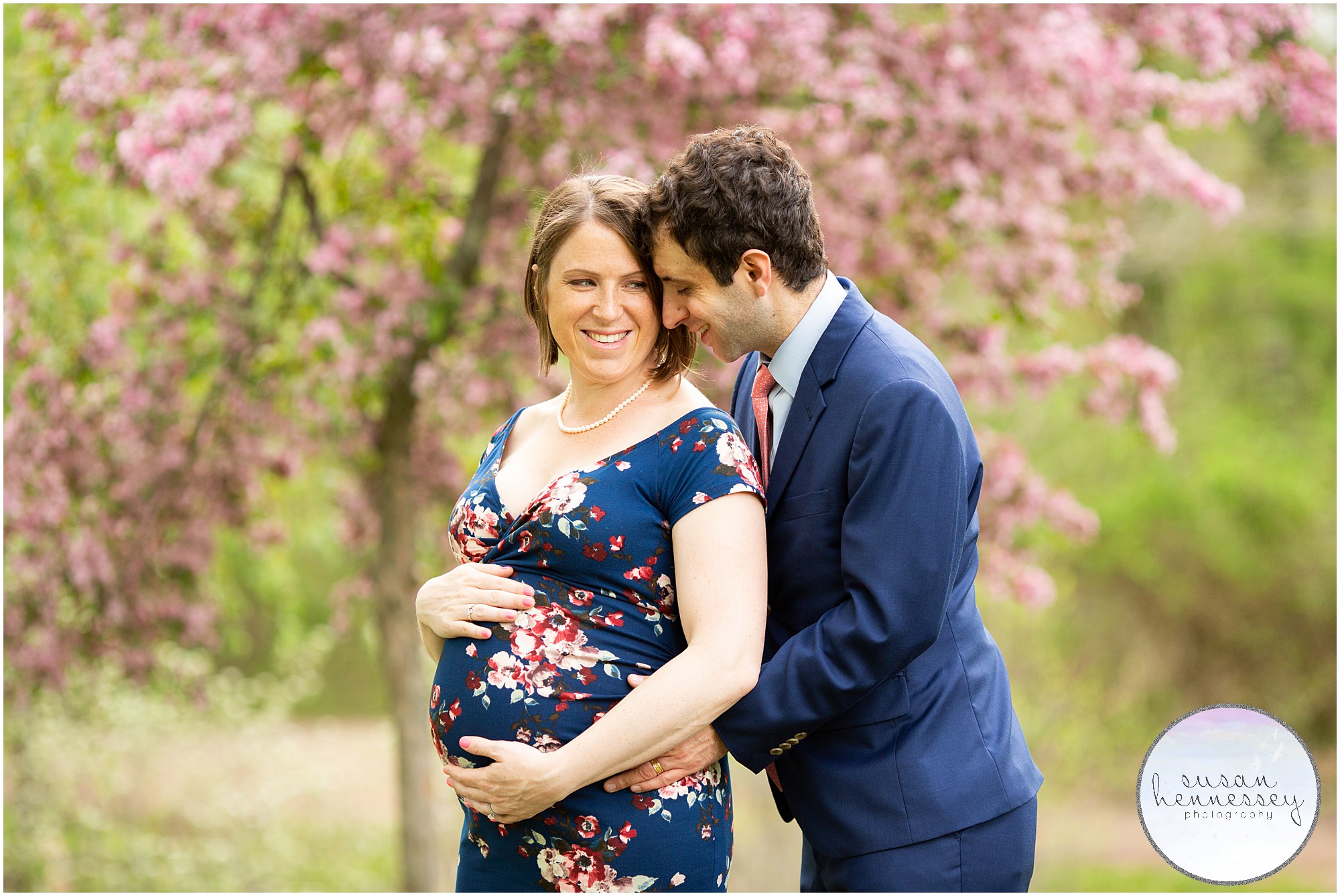A spring cherry blossom maternity session in NJ