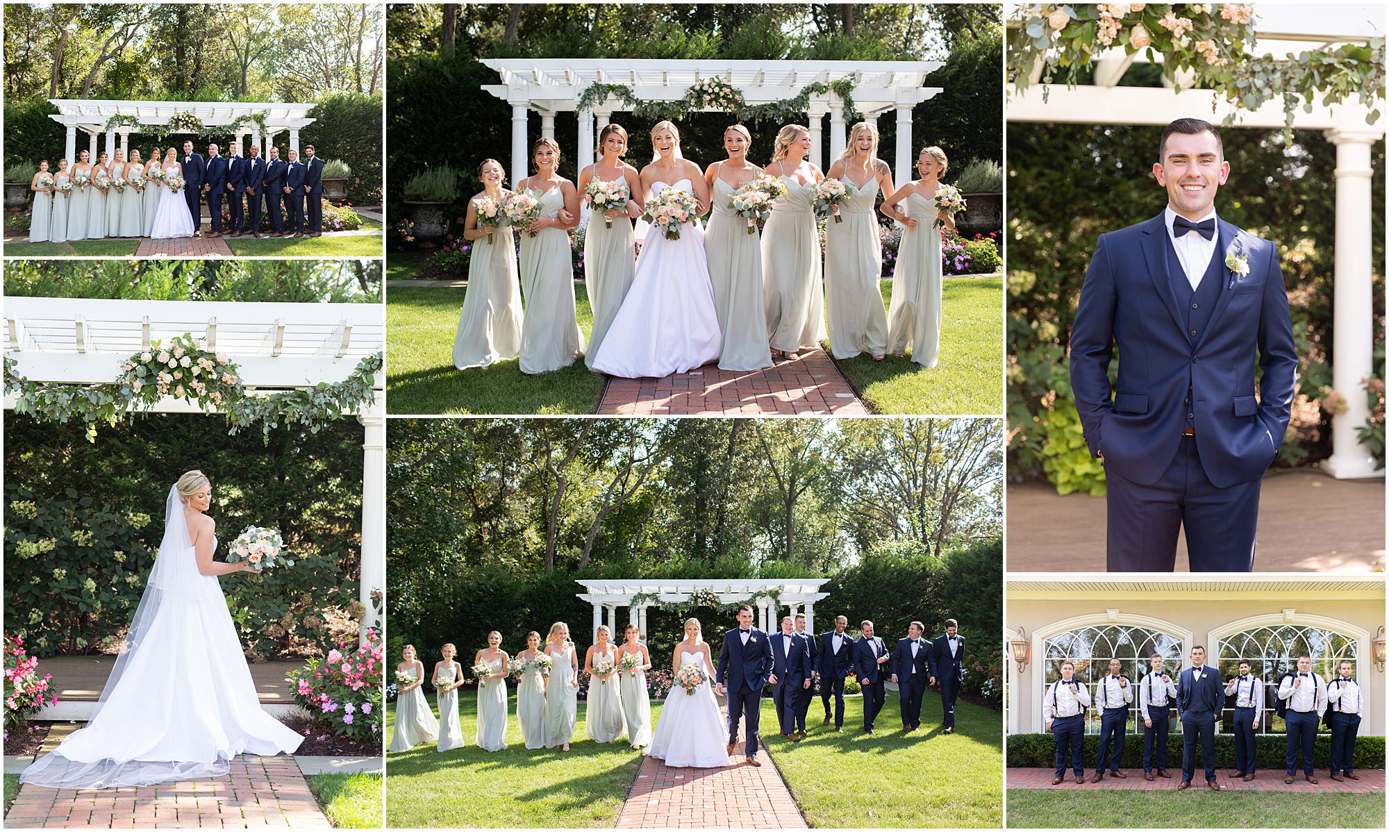 A bridal party at a summer wedding at the Bradford Estate