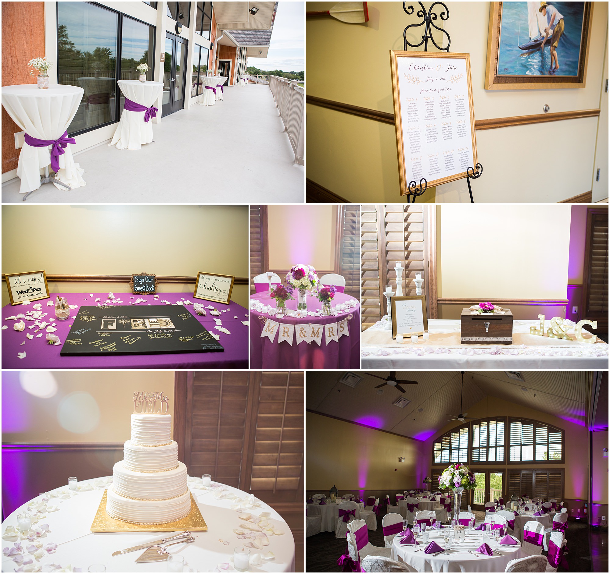 Reception and ballroom details at the Camden County Boathouse