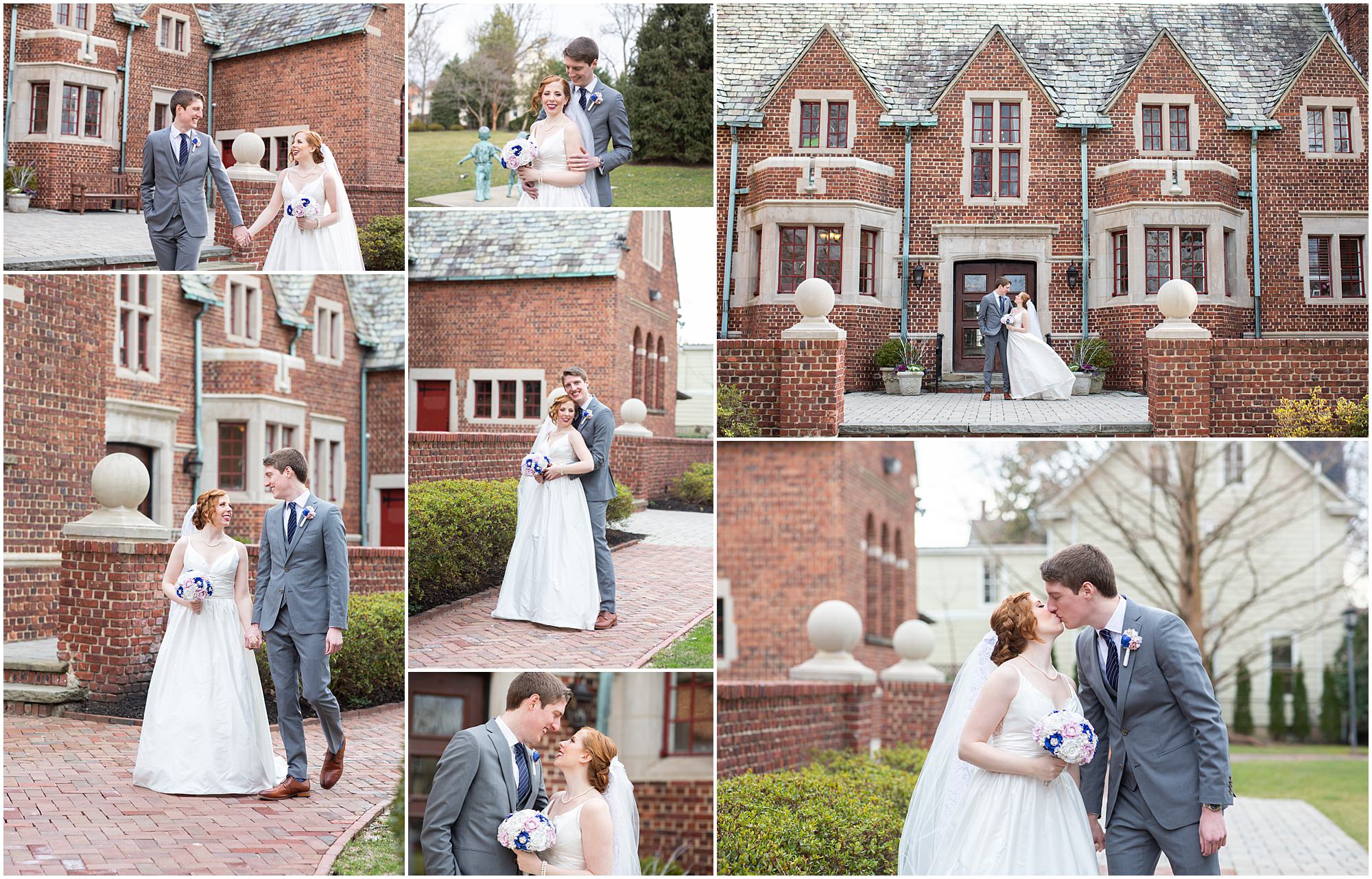 Bride and groom portraits at the Moorestown Community House
