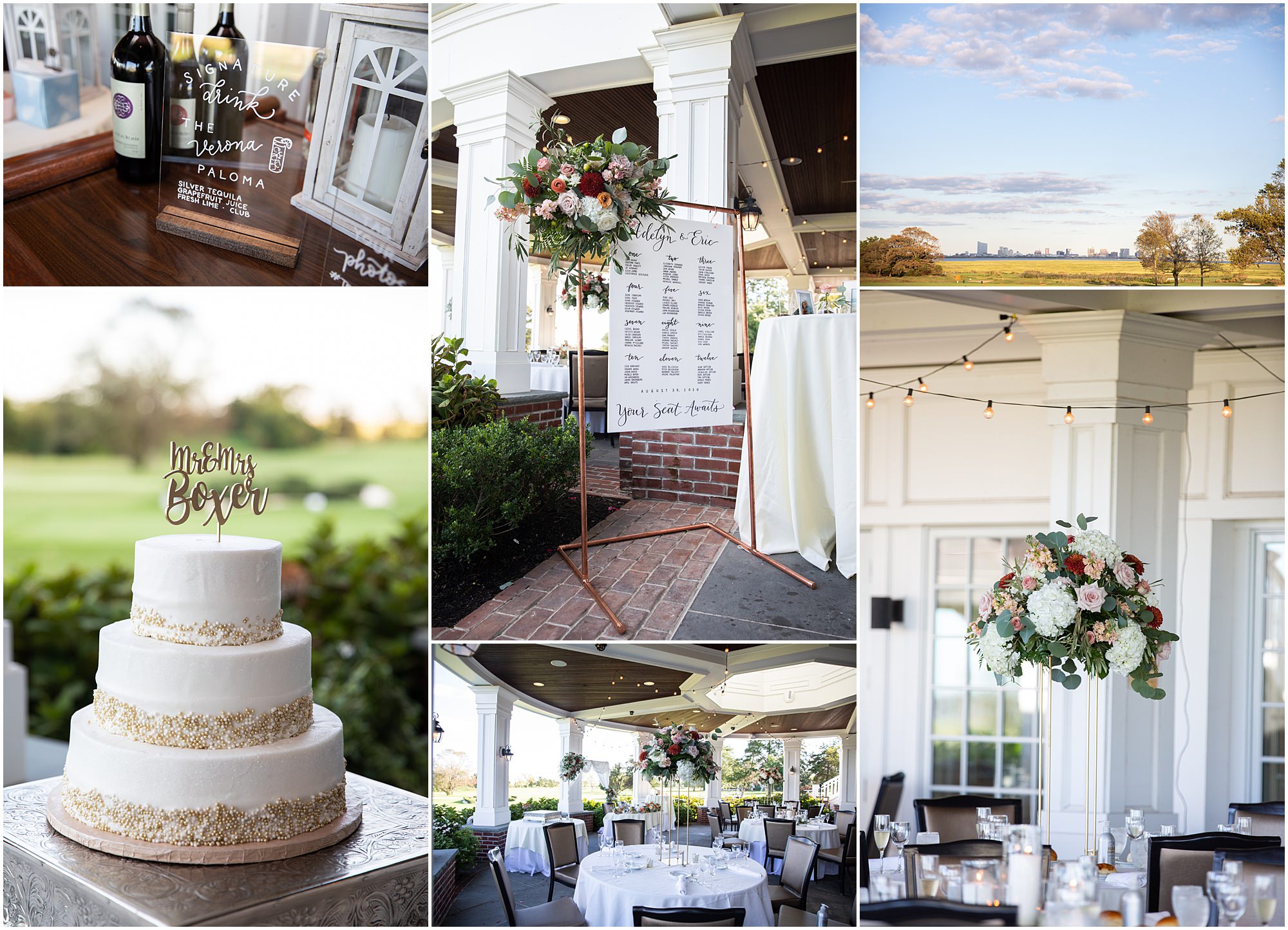 Details of an outdoor wedding at the Atlantic City Country Club