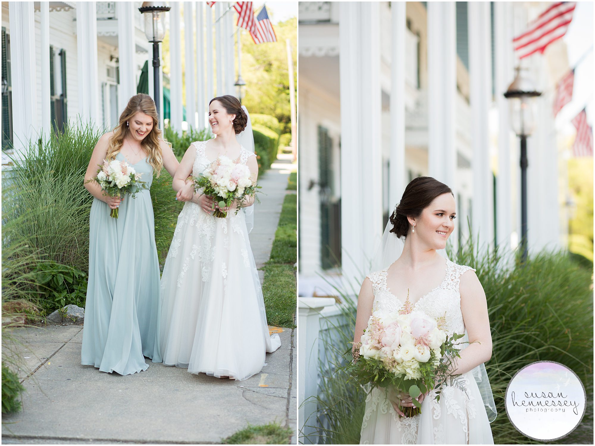 A bride and her maid of honor at the Chalfonte Hotel