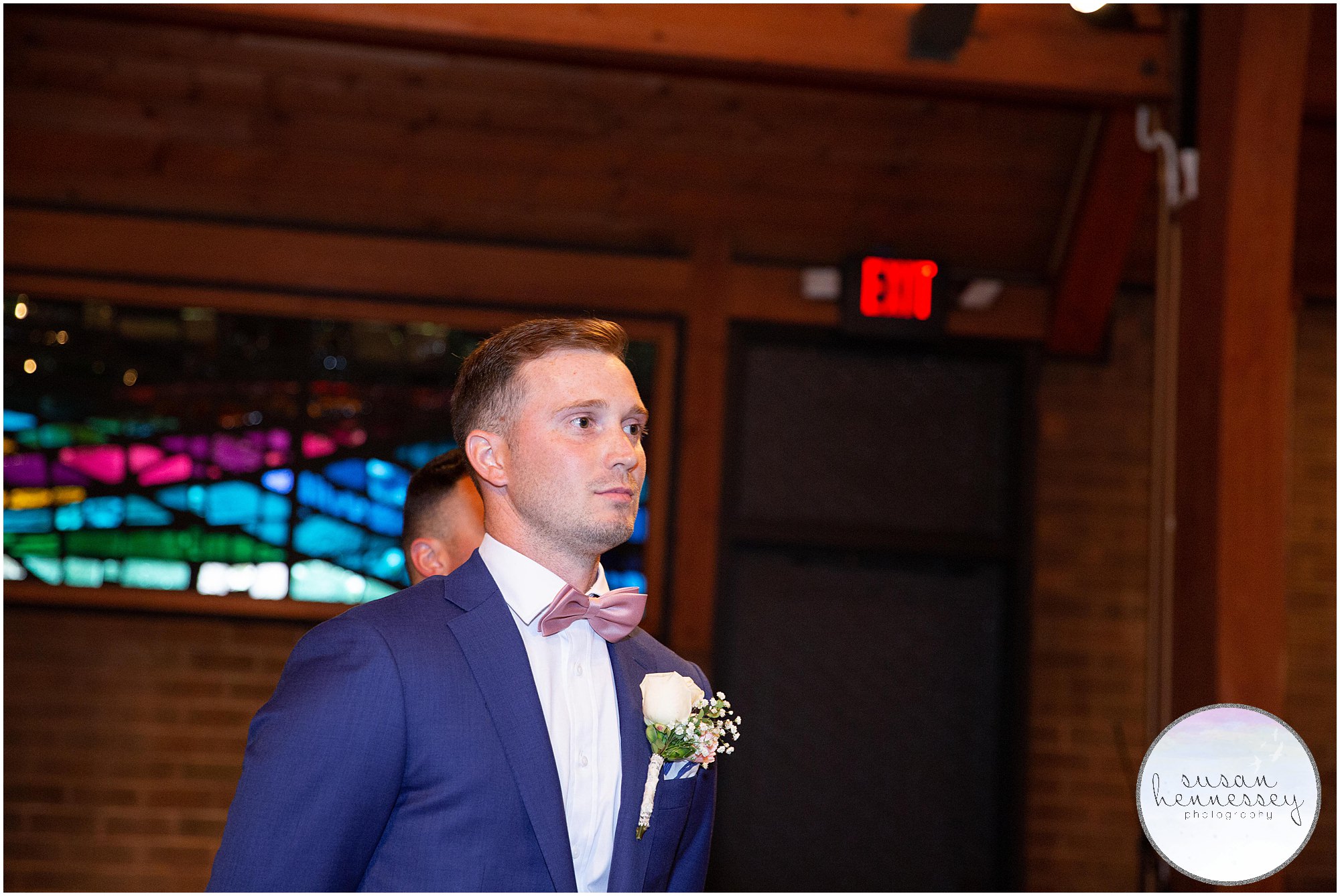 Groom sees the bride for the first time at their Cherry Hill ceremony
