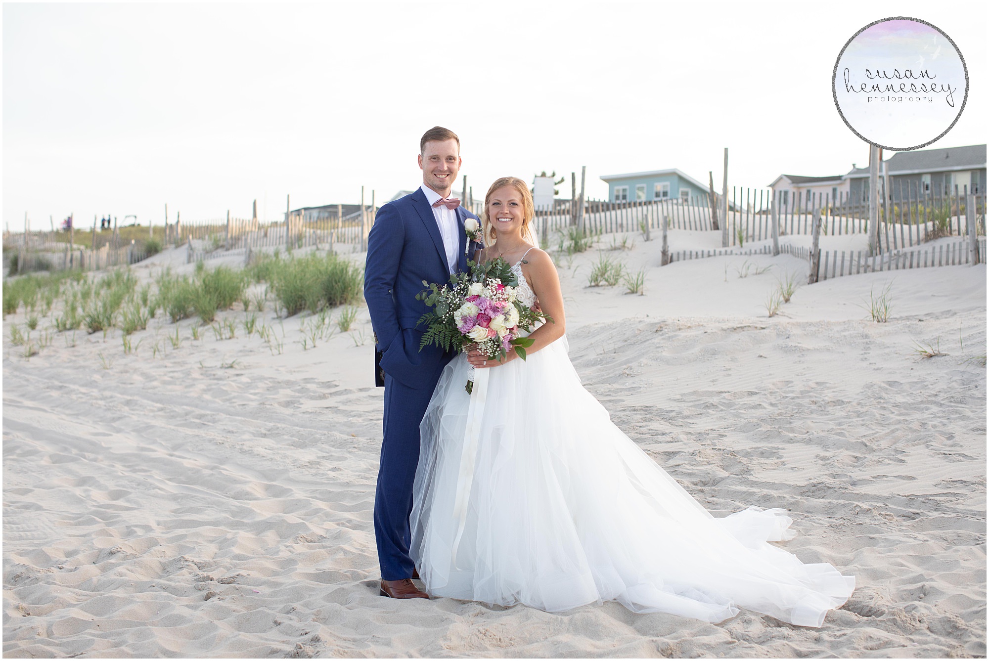 Bride and groom at Long Beach Island microwedding