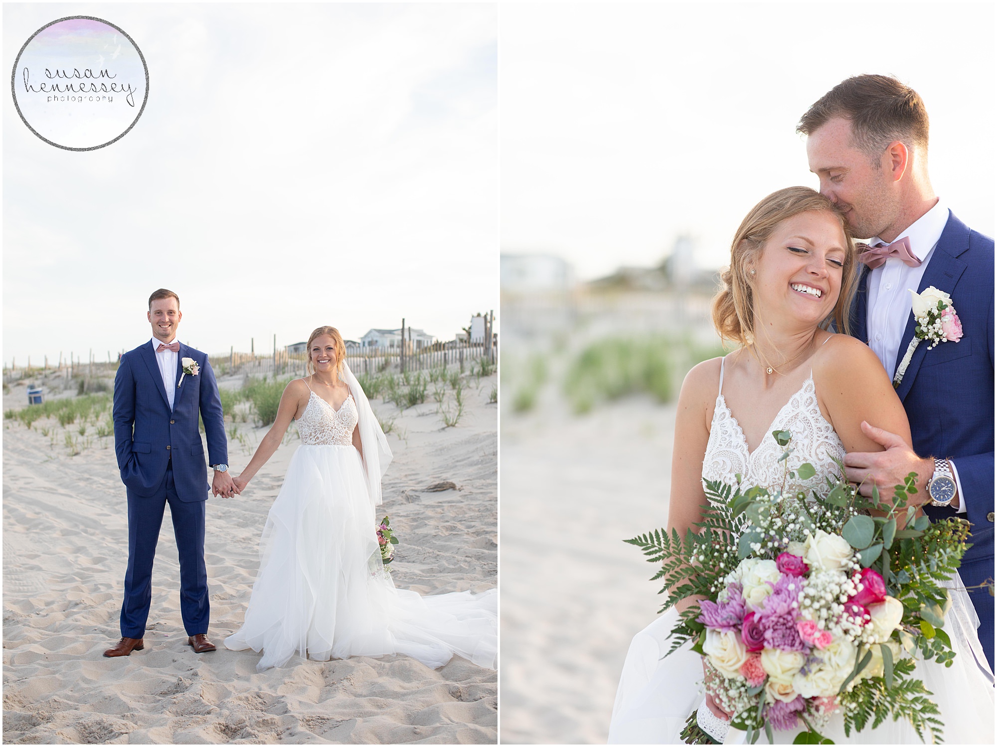 Bride and Groom on beach at Jersey Shore wedding