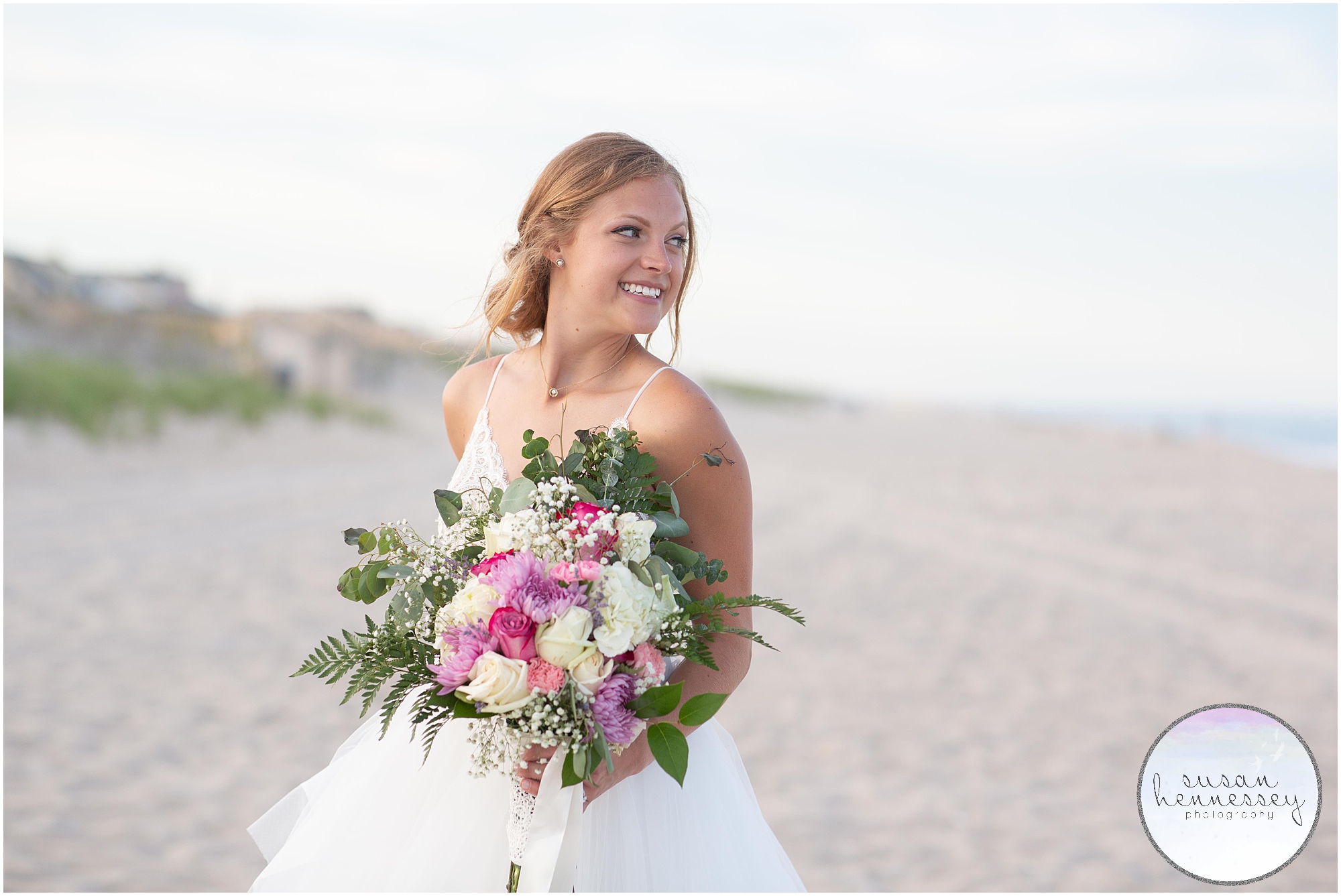 Bridal portraits on beach at Jersey Shore microwedding