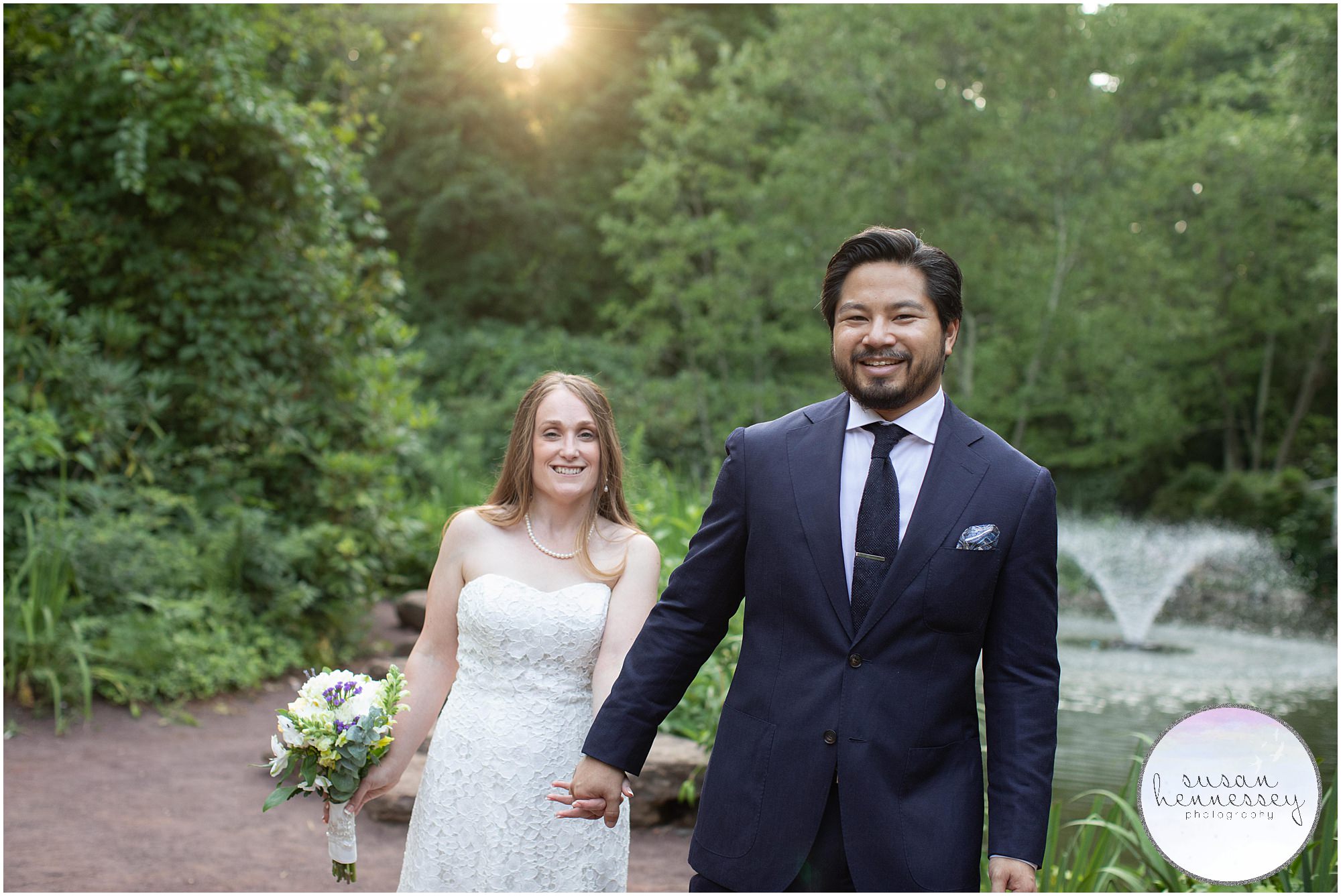 Bride and groom at their Sayen Gardens wedding in Hamilton, NJ