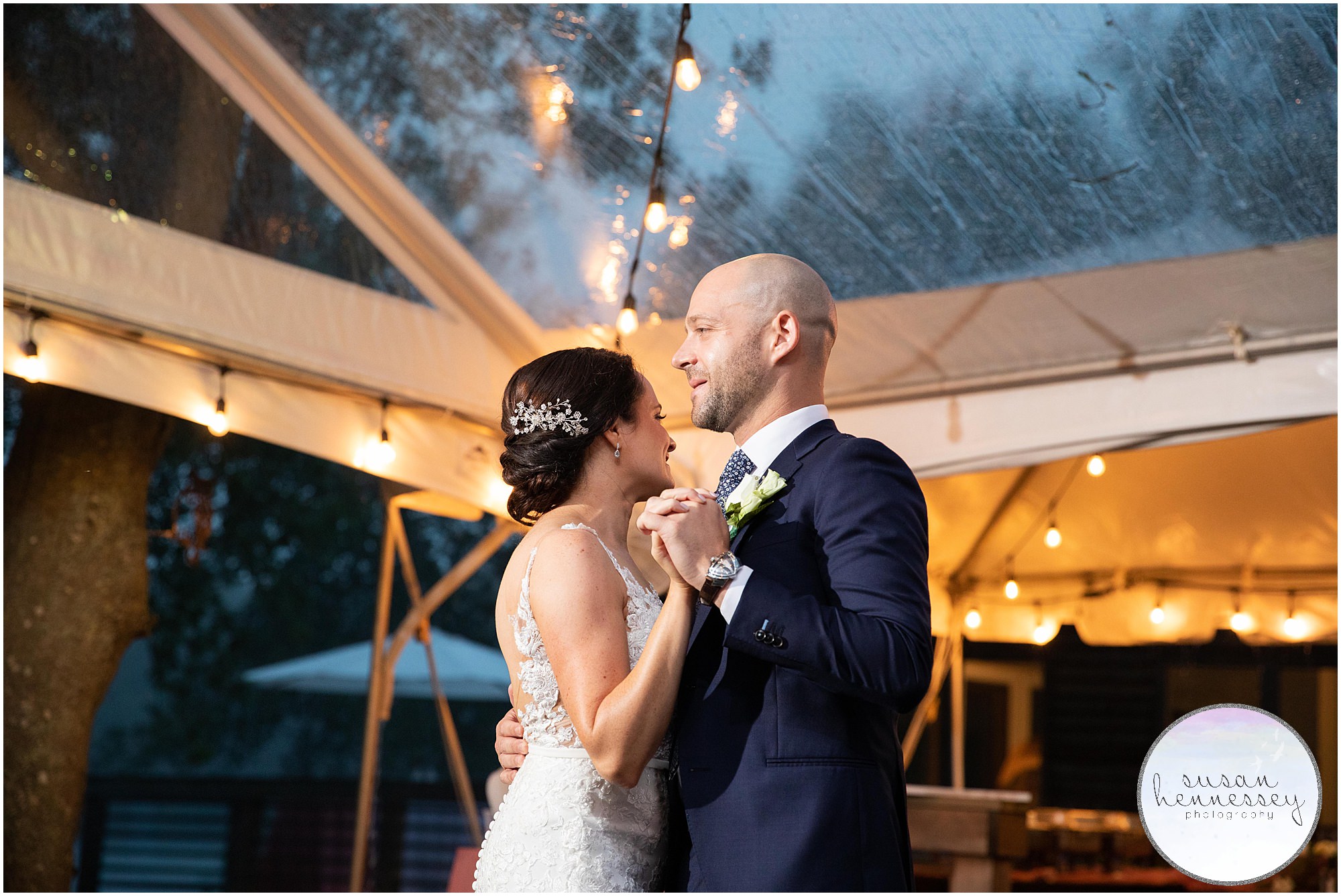 Thunderstorms during first dance made for an epic moment at tented wedding