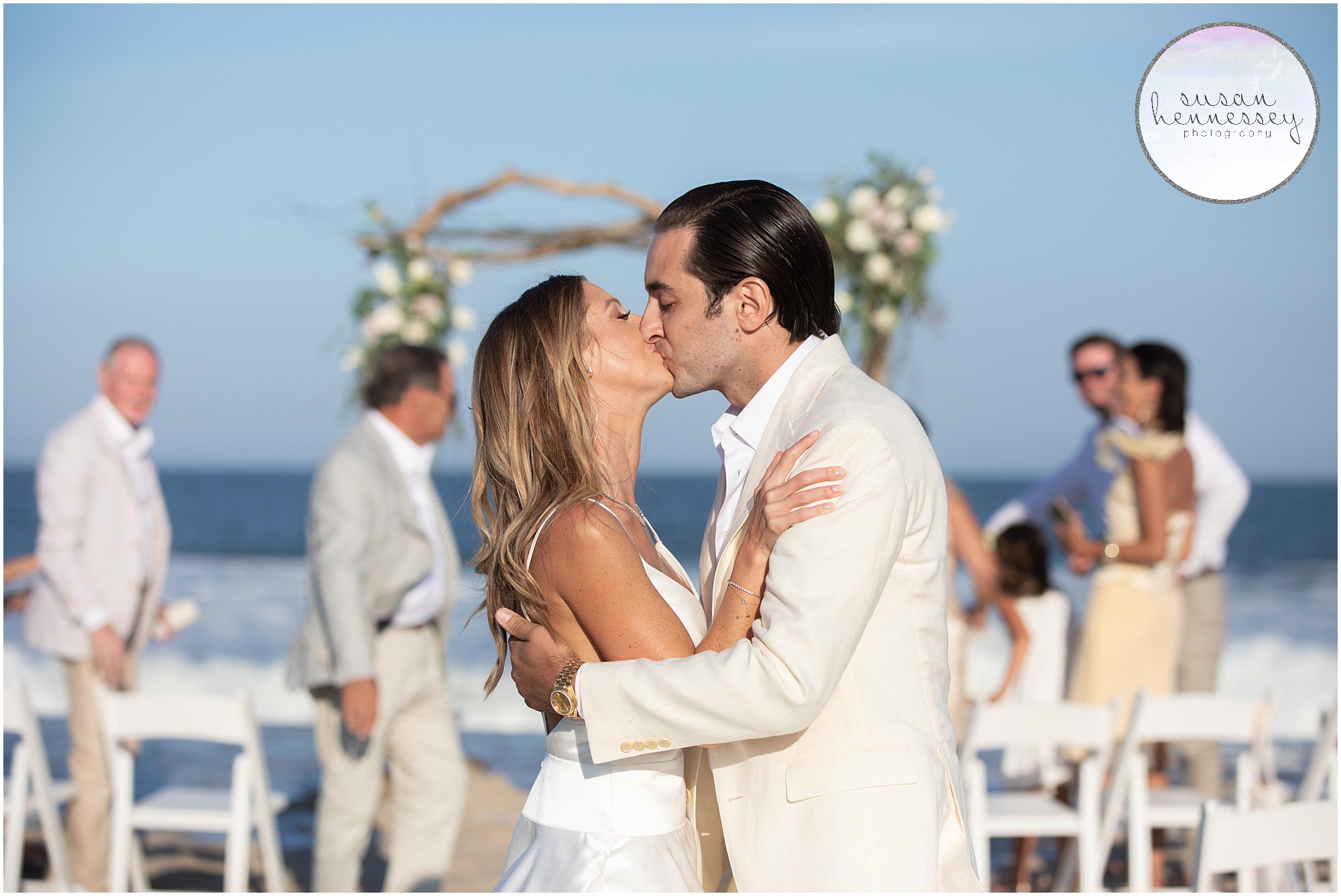 Intimate beach ceremony at South jersey microwedding