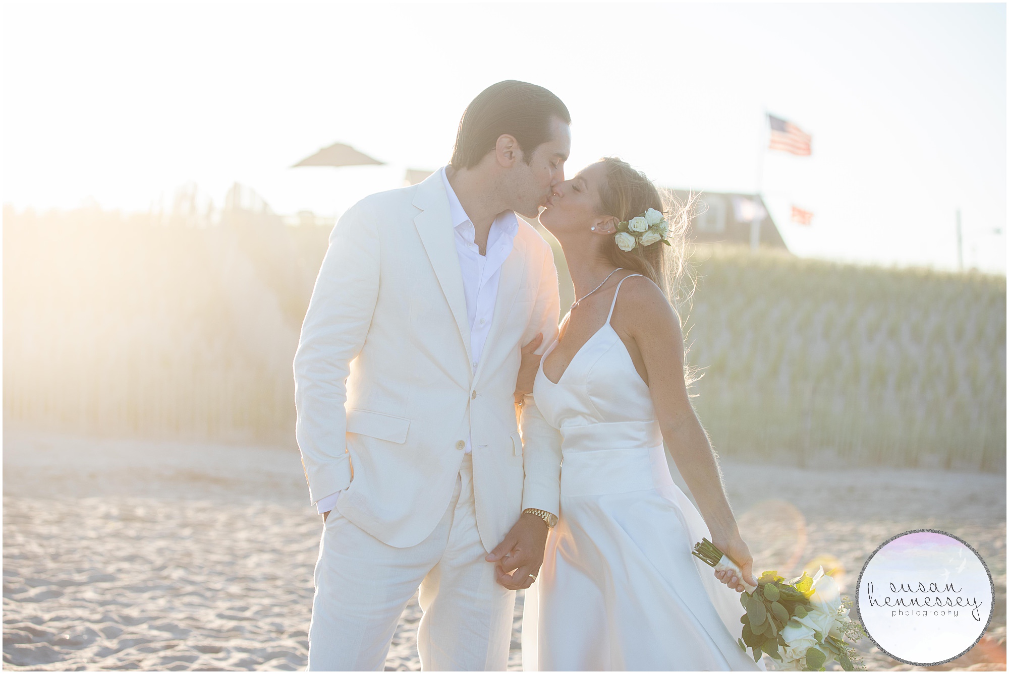 A couple kisses at their South Jersey microwedding