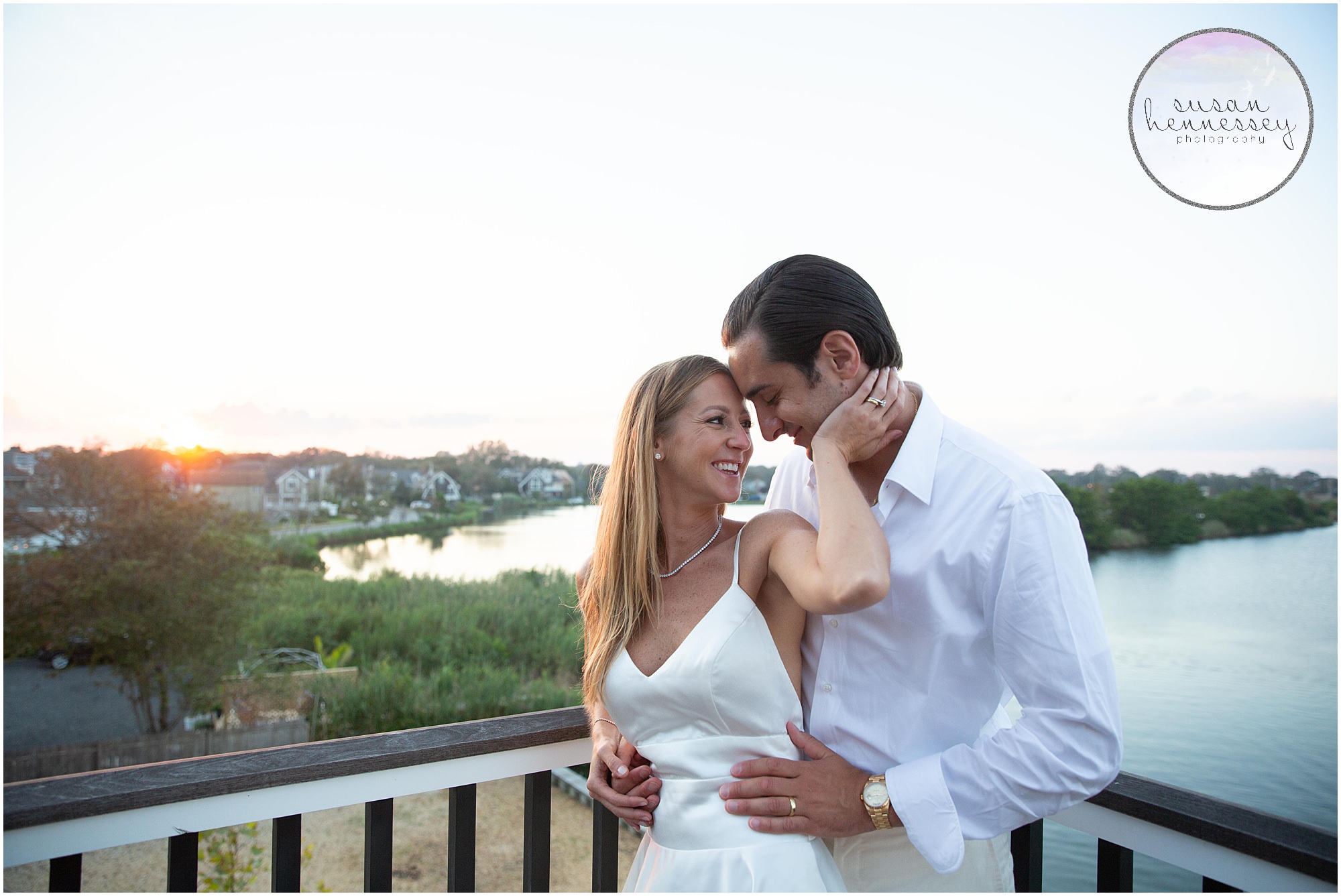 Sunset photos of bride and groom at Charlie's of Bay Head