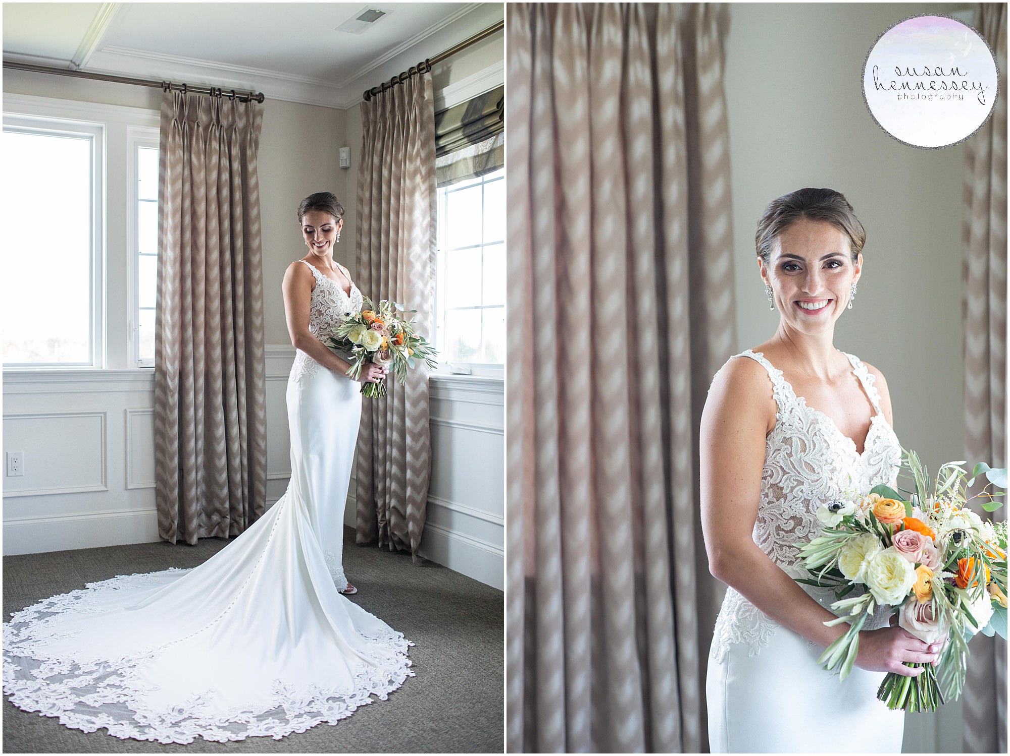Bridal portraits in the bridal suite at Atlantic City Country Club