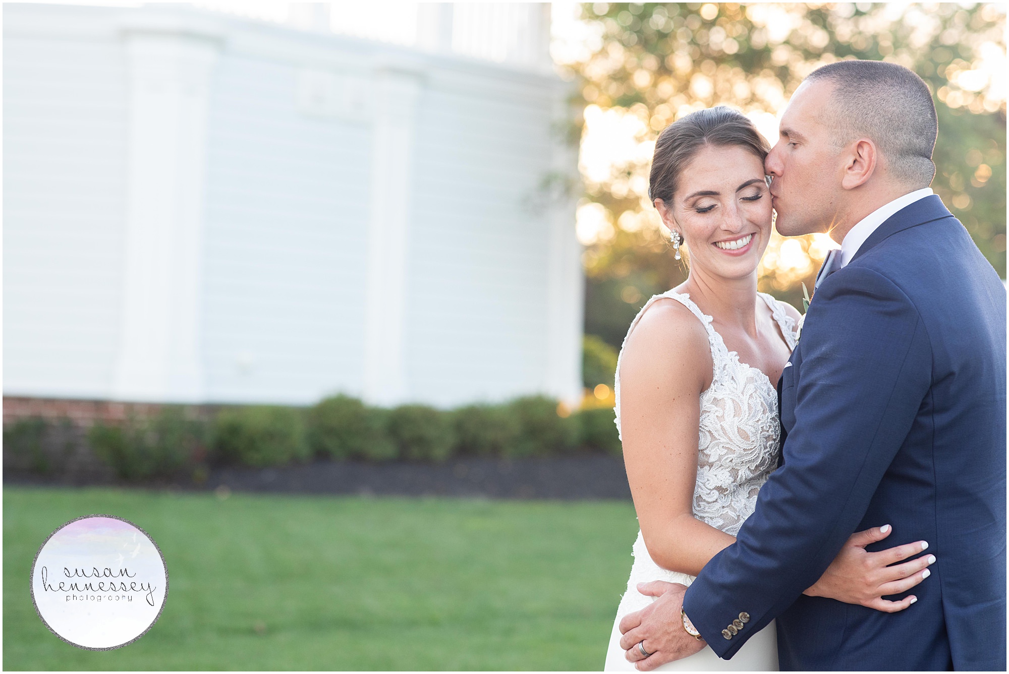 Sunset portraits of bride and groom at ACCC