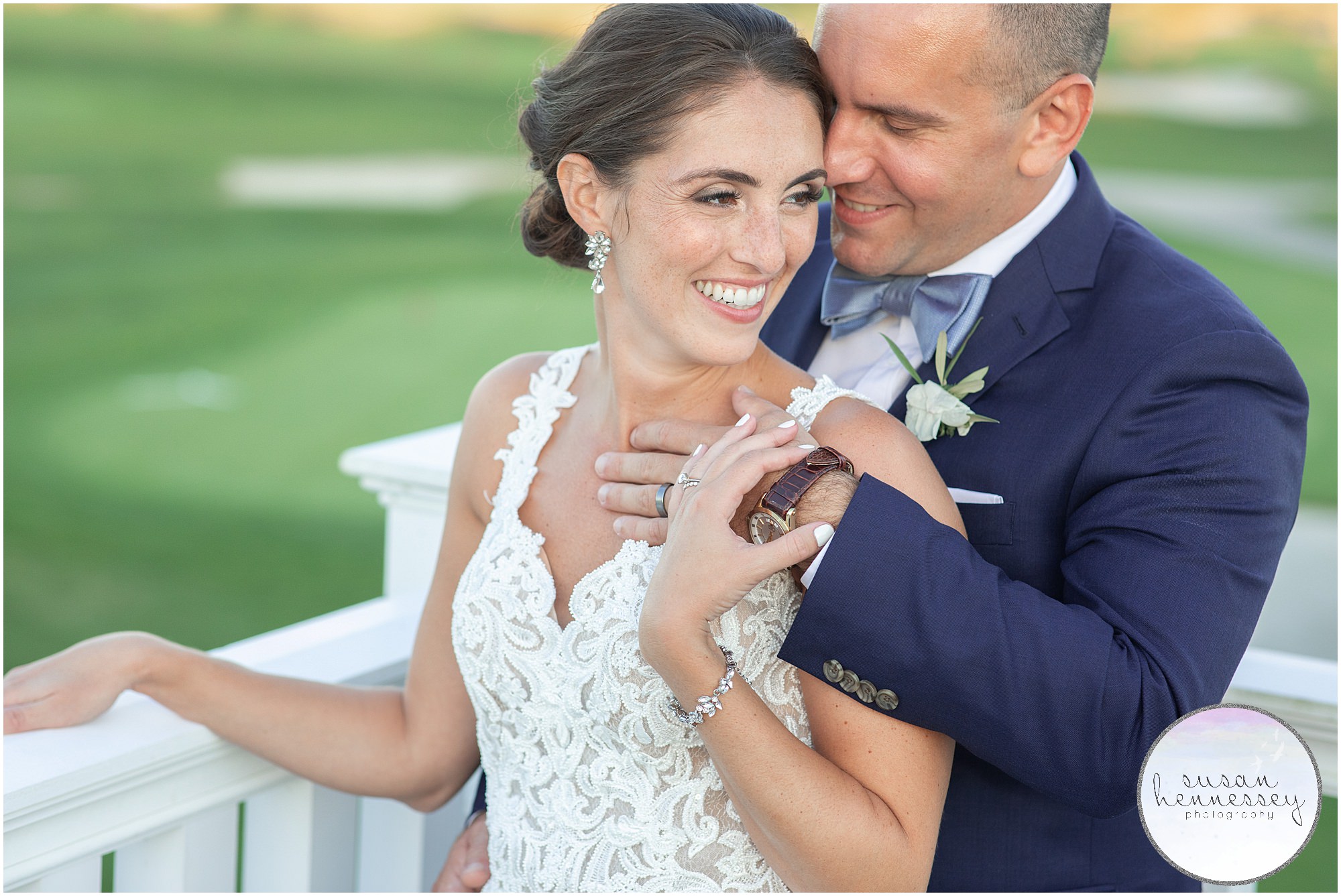 Romantic portraits of bride and groom at Atlantic City Country Club