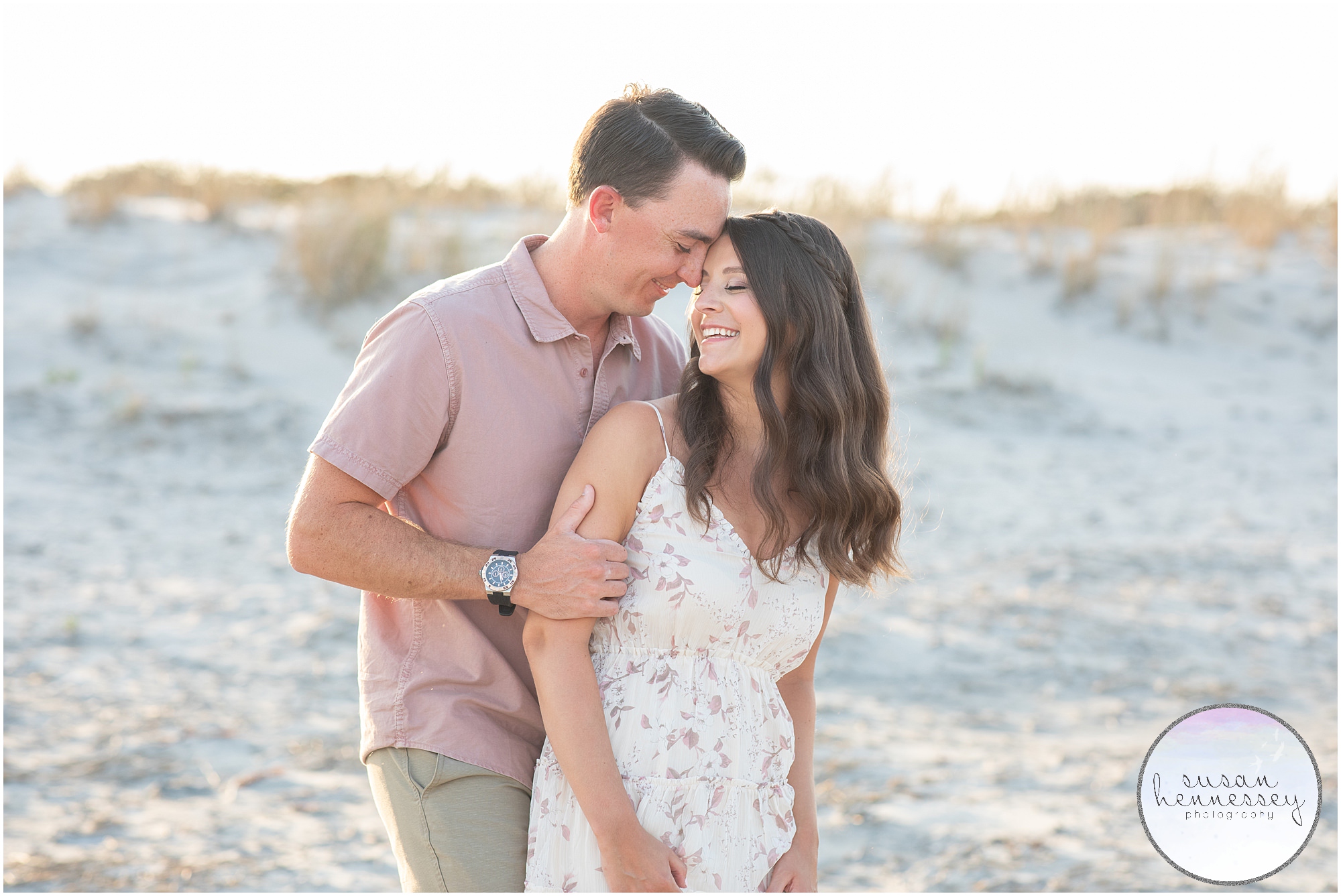 Happy summer engagement session at Corson's Inlet