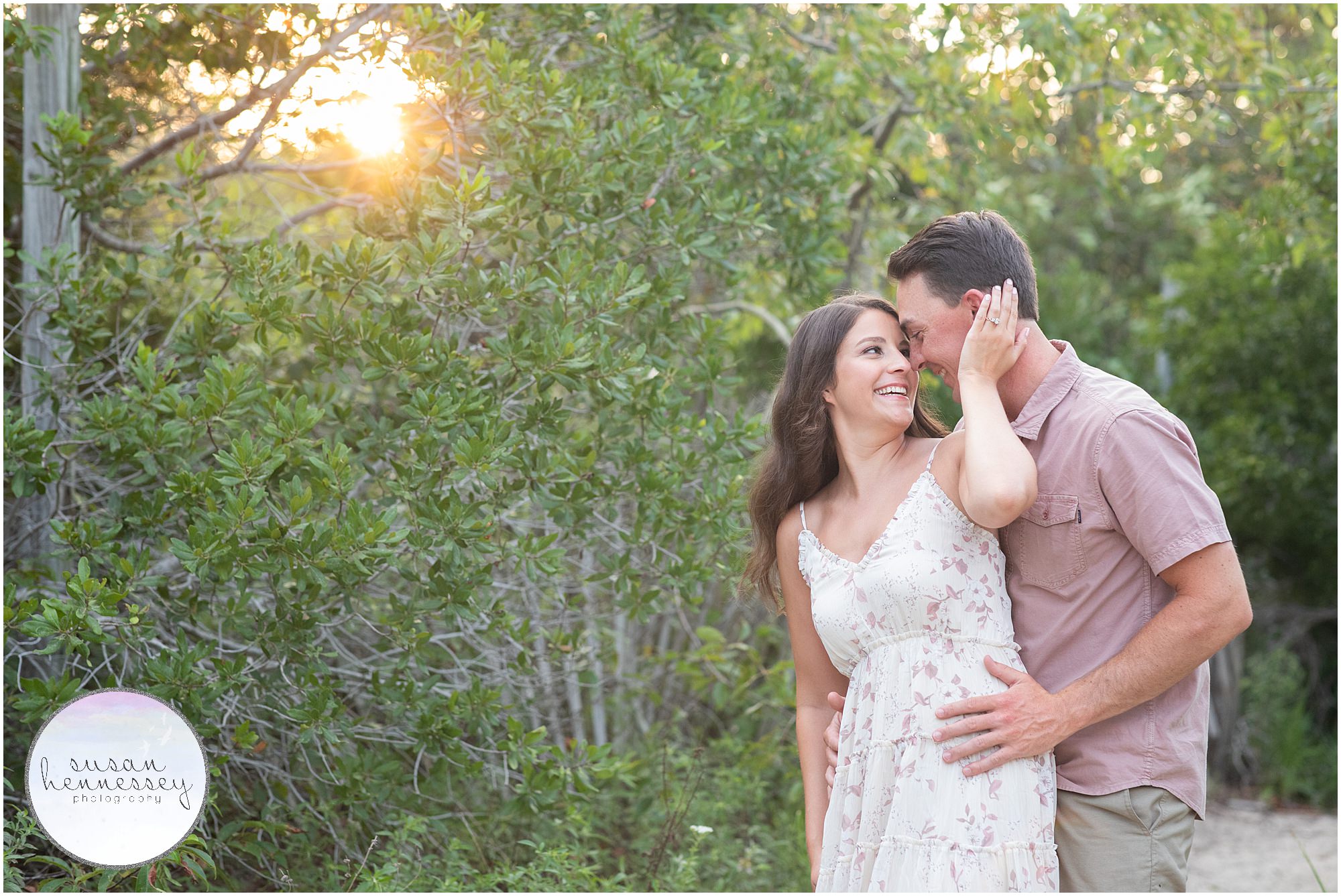 Happily engaged couple at Corson's Inlet Engagement Session