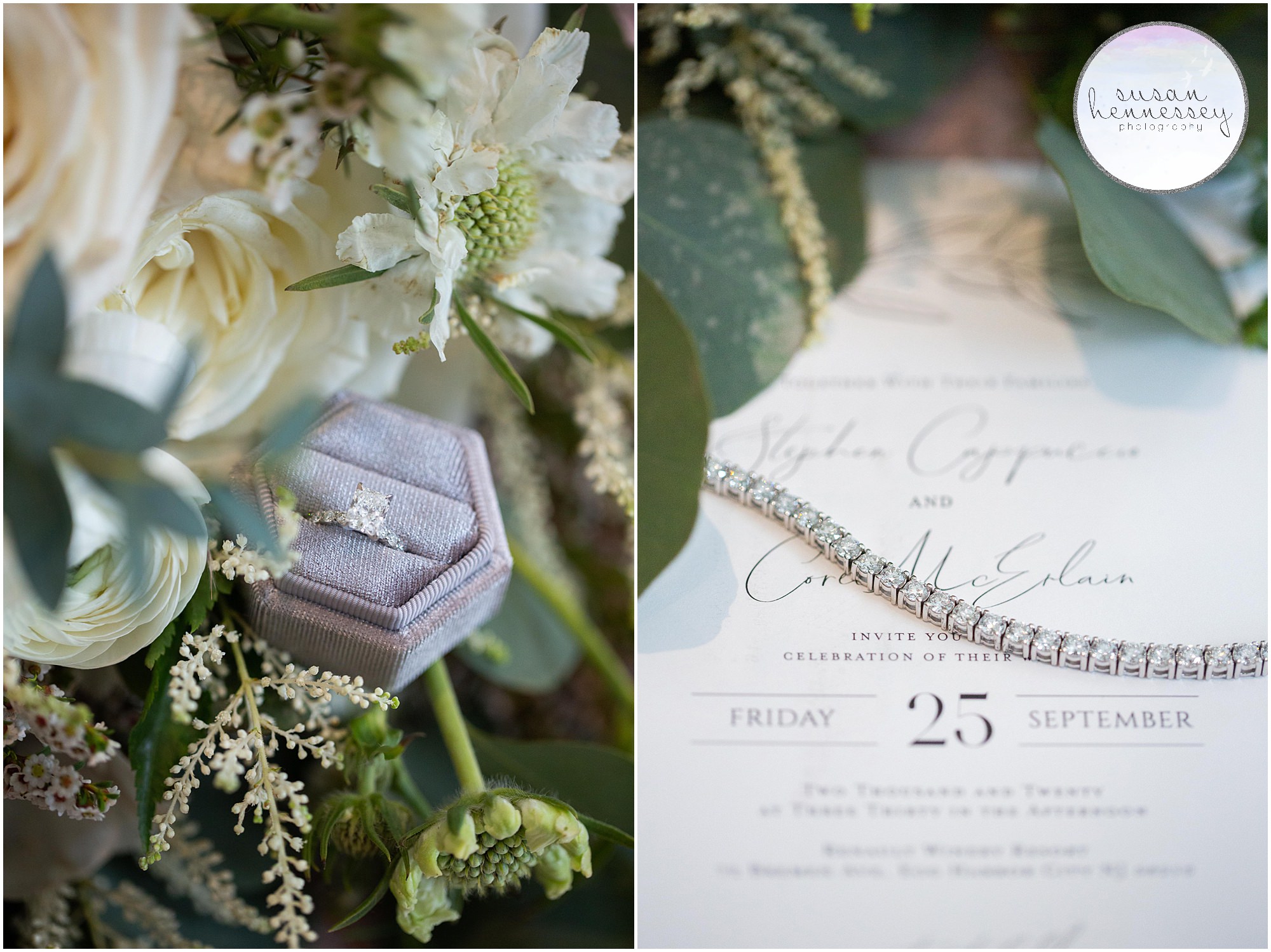 Bride's bracelet and engagement ring in ring box