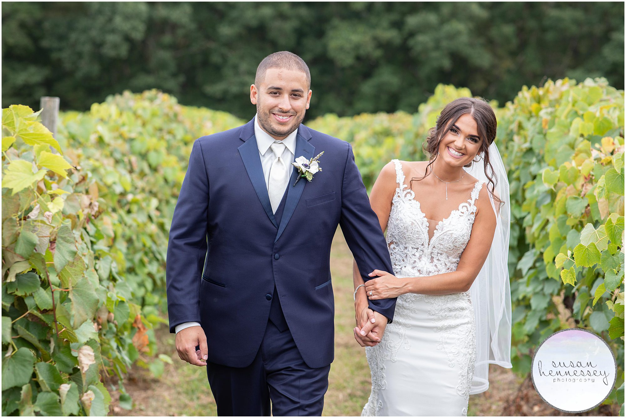 Happy bride and groom at Renault Winery wedding