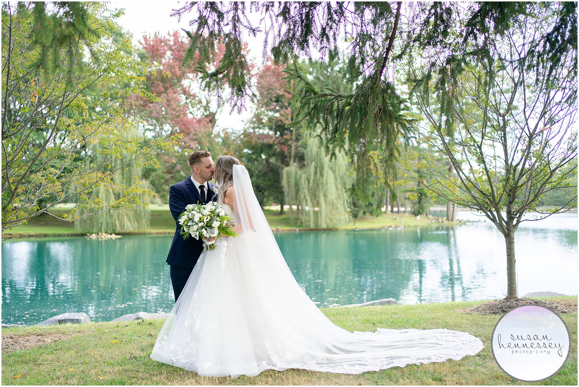 Bride and groom portraits at Windows on the Water at Frogbridge Wedding