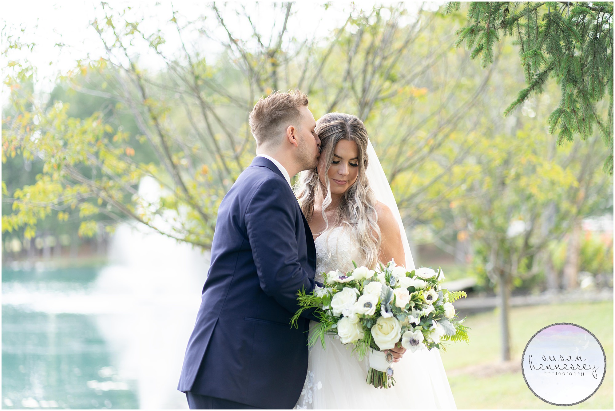 Romantic bride and groom portraits at Windows on the Water at Frogbridge Wedding