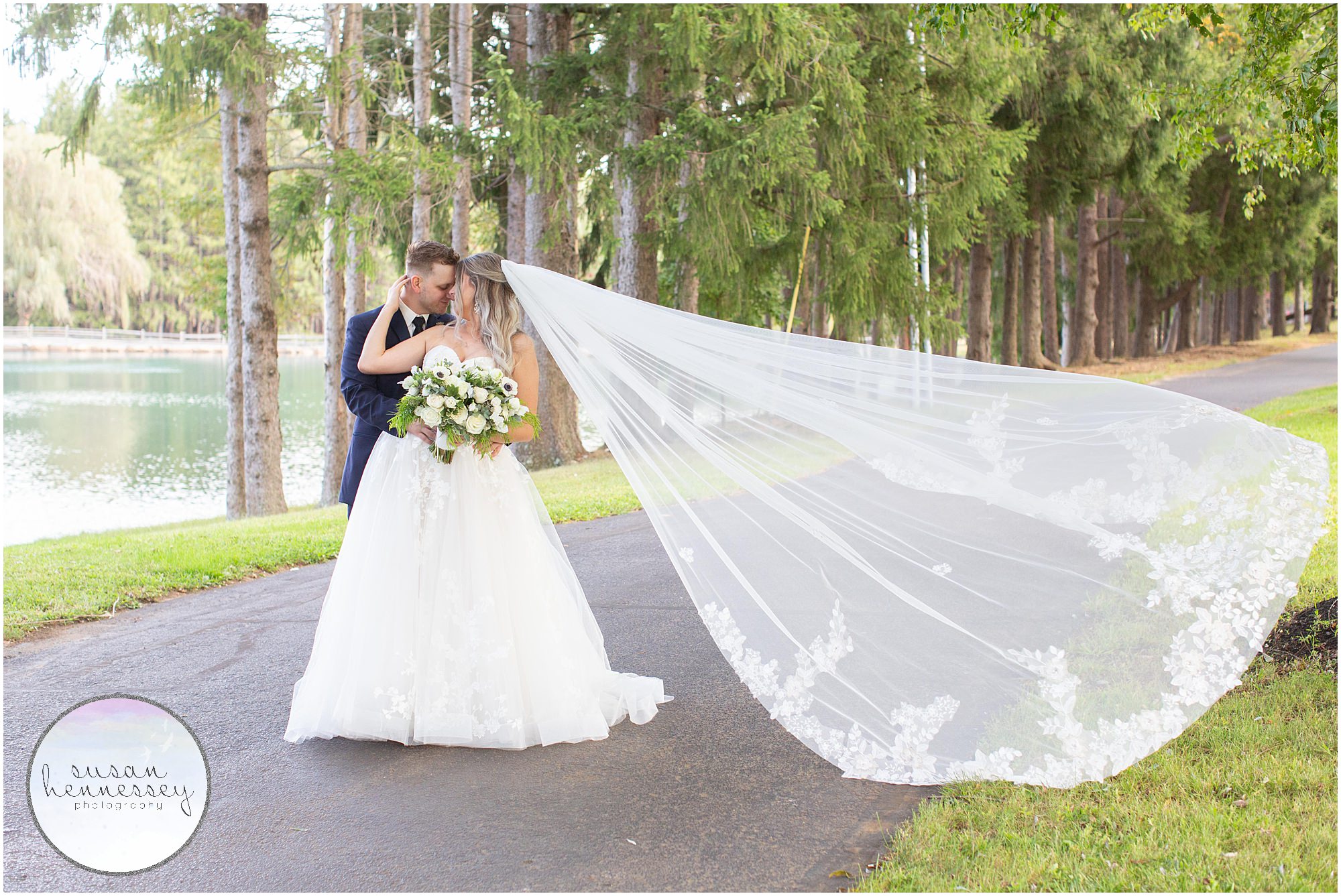 Cathedral veil at Windows on the Water at Frogbridge Wedding