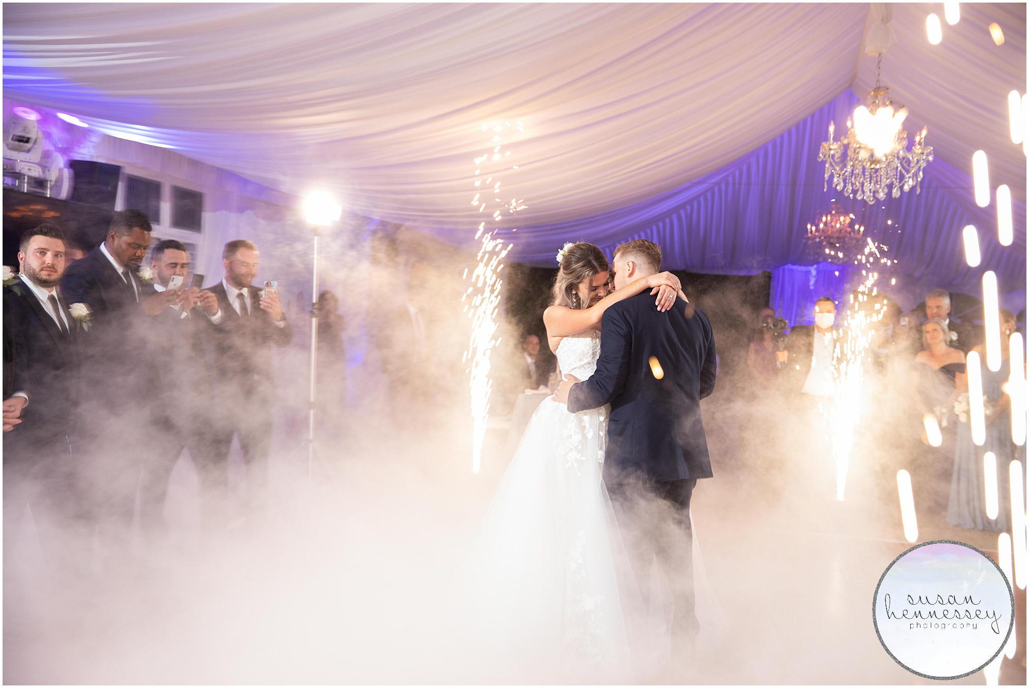 First dance in tented wedding reception