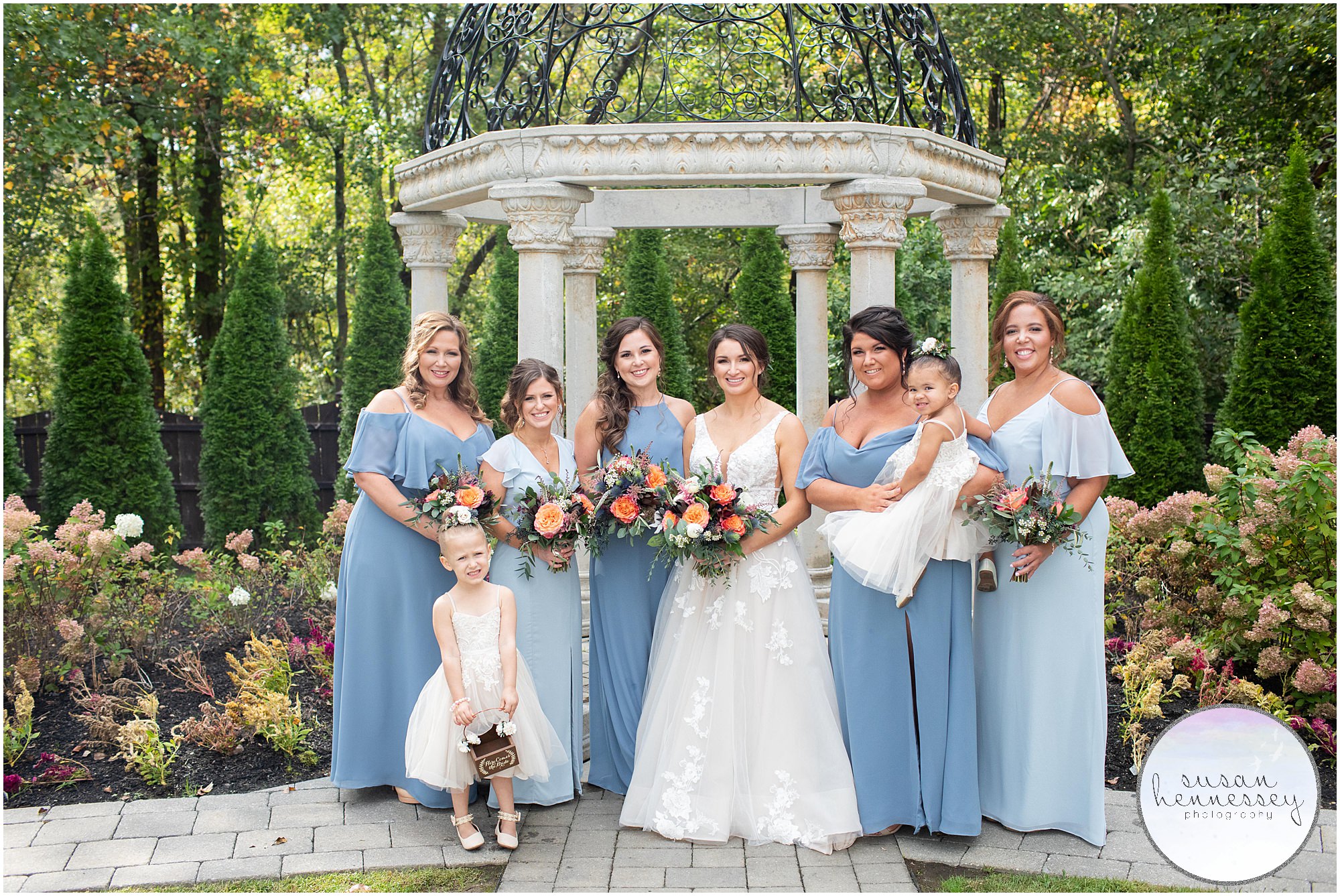 Bride and bridesmaids at The Hamilton Manor wedding