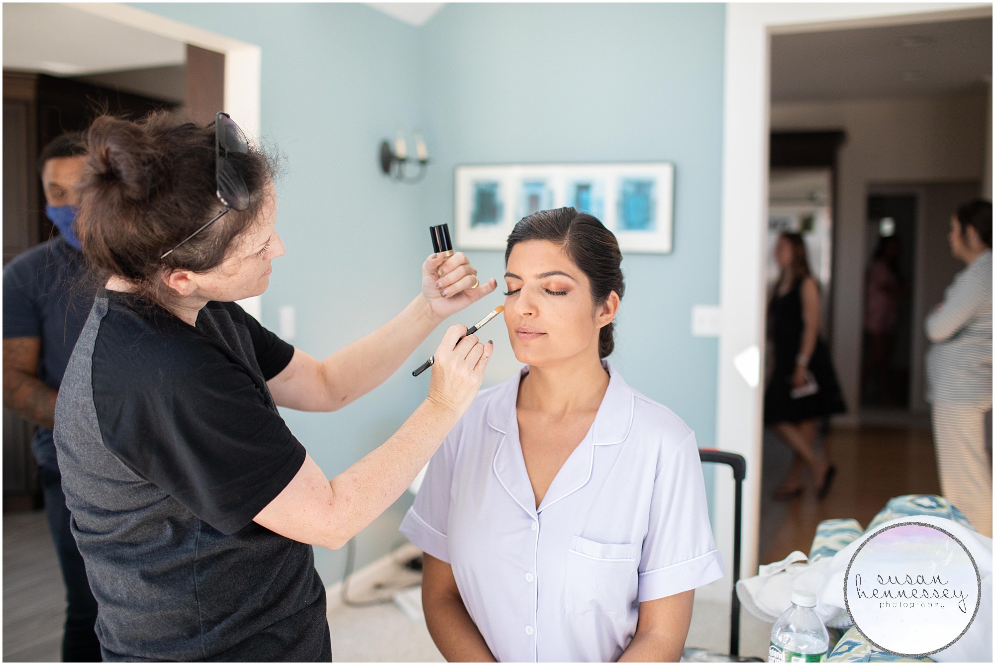 Hair and makeup in private residence at Long Beach Island Microwedding
