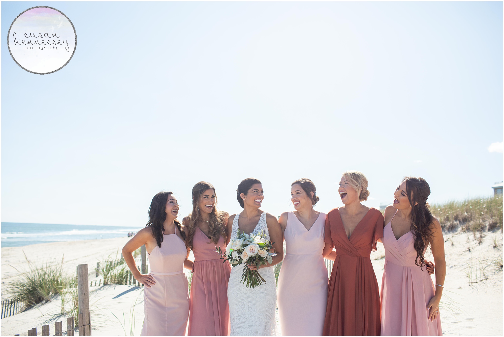 Bride and bridesmaids at Jersey Shore Long Beach Island Microwedding