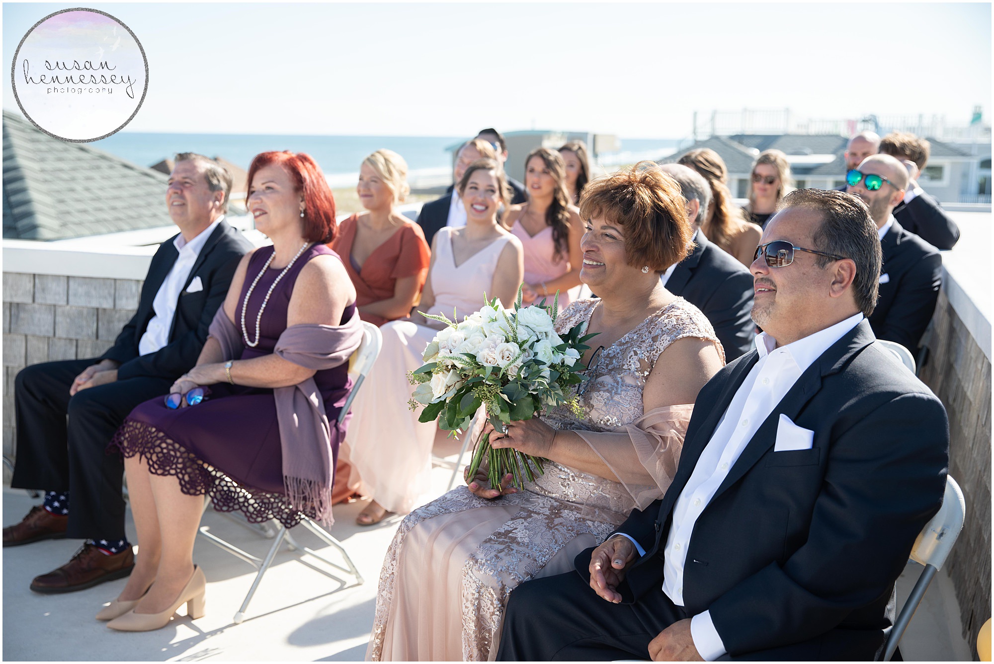 Guests watch wedding ceremony at Long Beach Island Microwedding