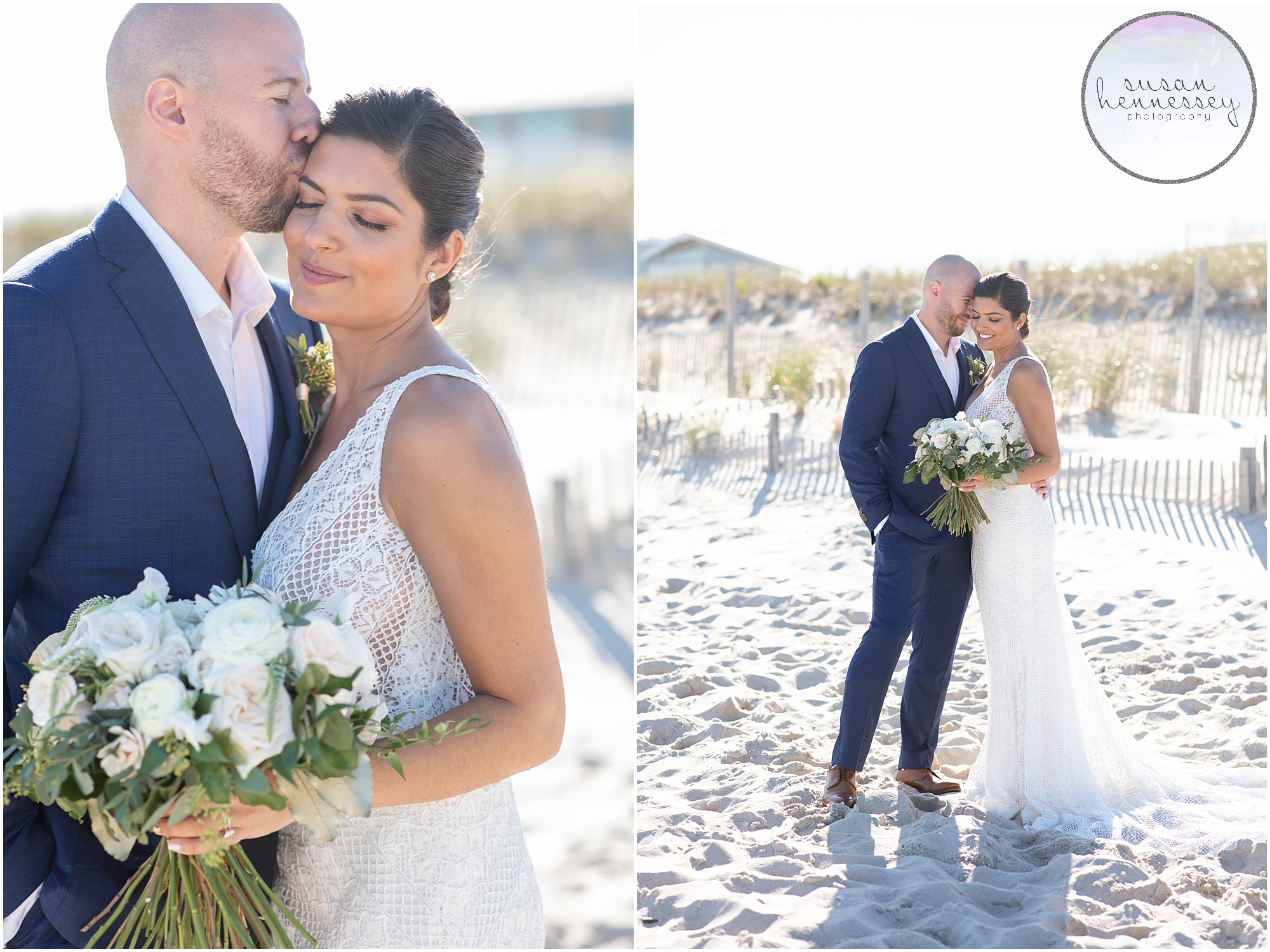 Romantic wedding portraits of bride and groom at Long Beach Island Microwedding